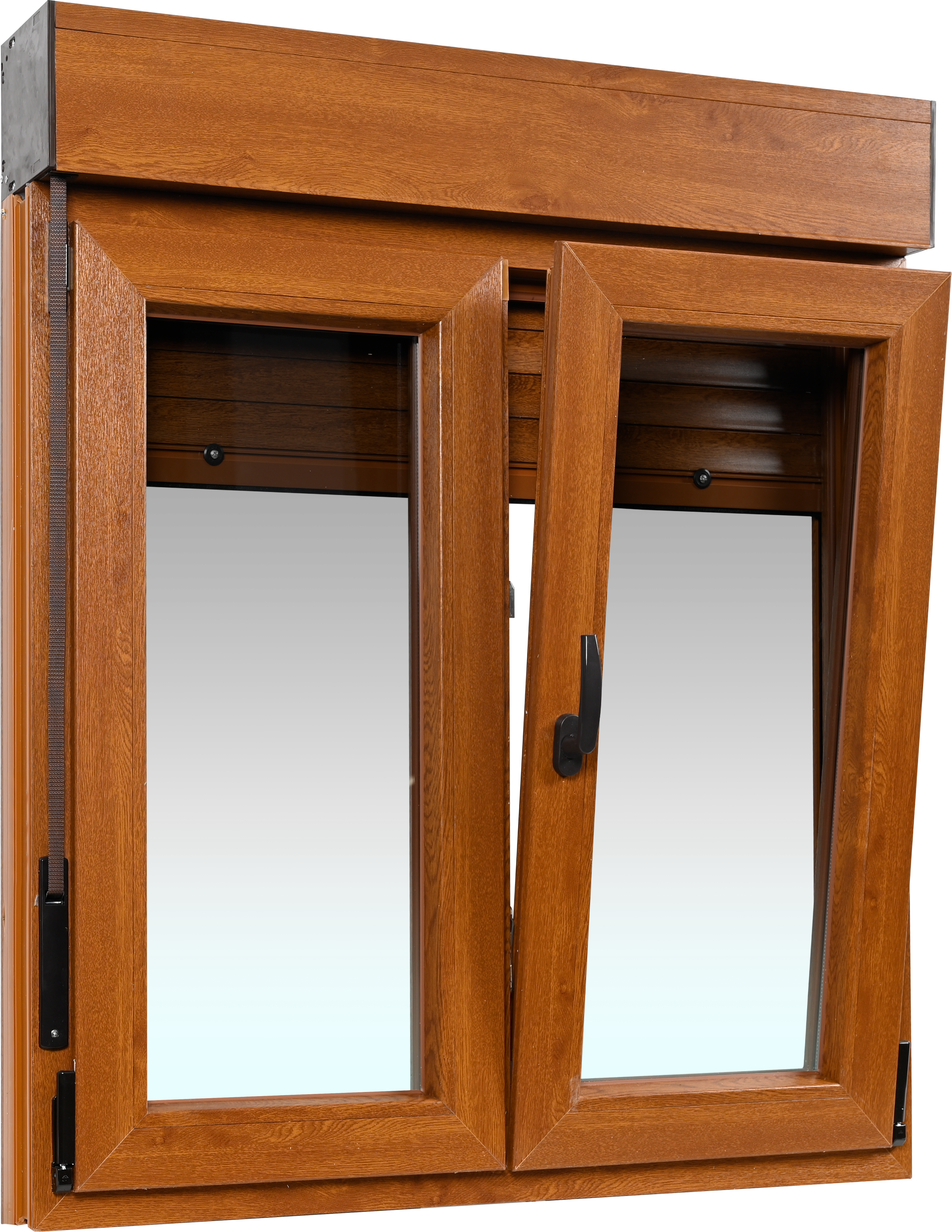 Ventana PVC 100x115cm oscilobatiente roble doble acristalamiento transparente 4/16/4 bajo emisivo con persiana - 3