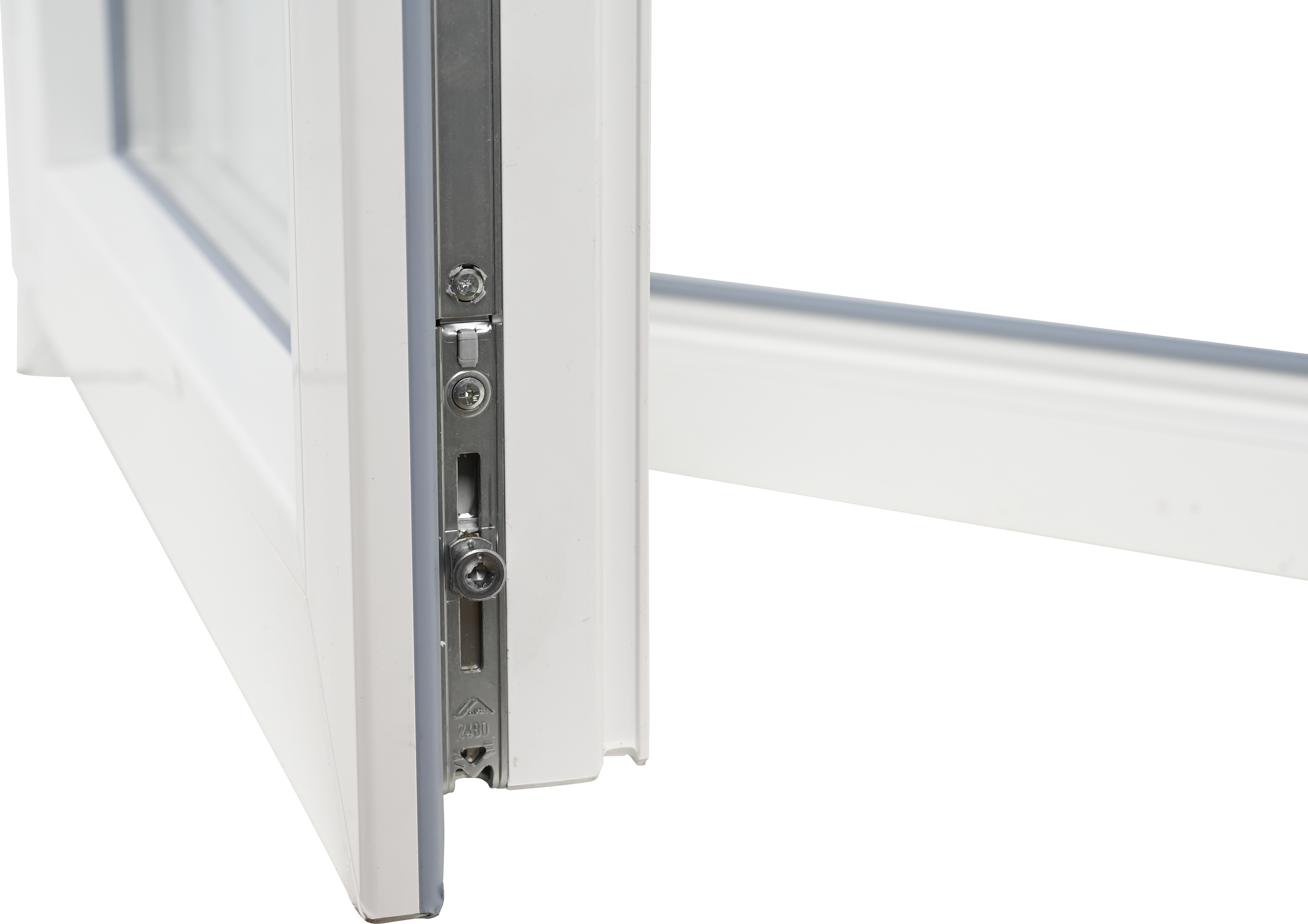 Balconera PVC blanca practicable con cerradura 90X200 cm - 8