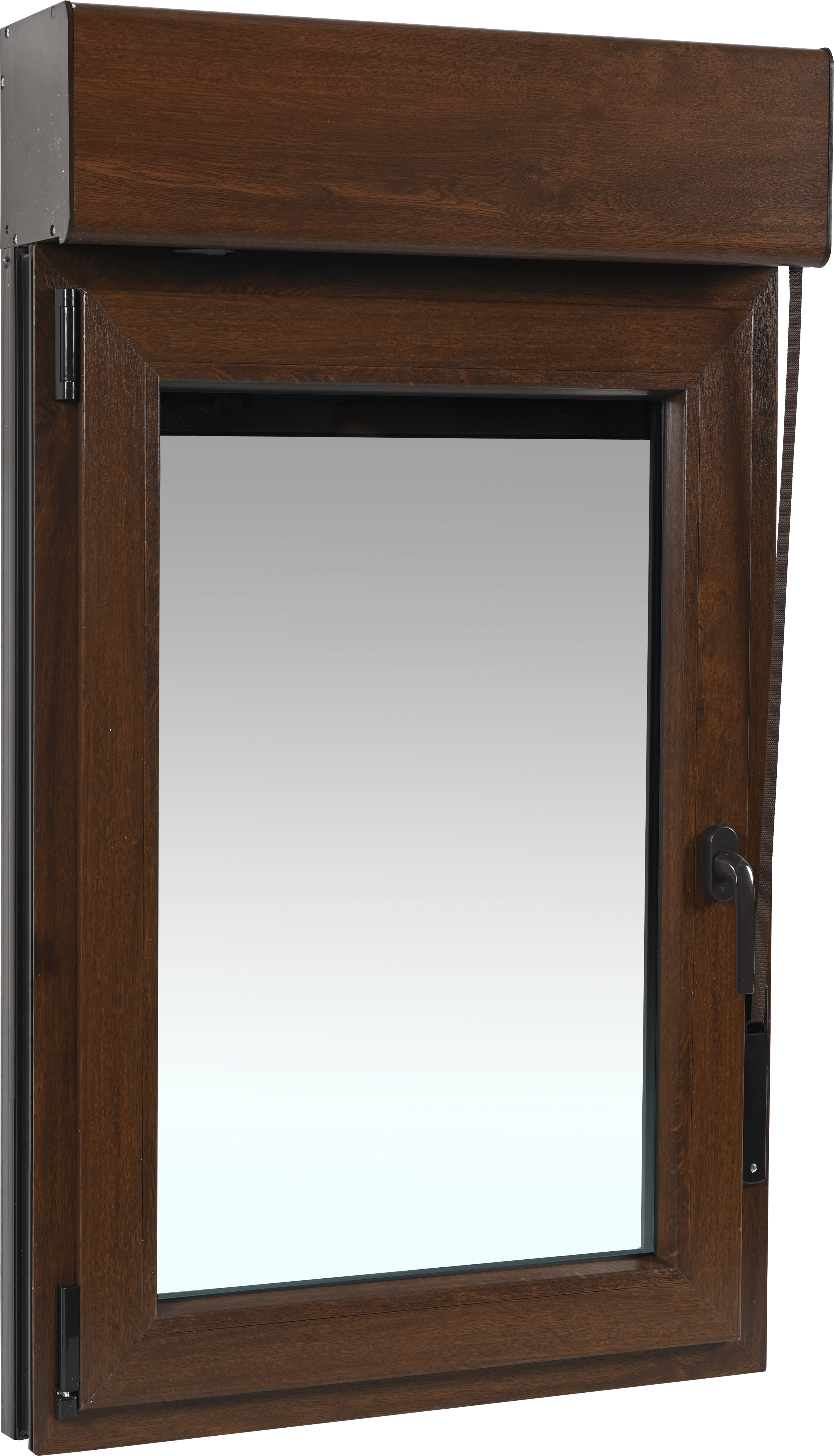 Ventana pvc artens nogal oscilobatiente con persiana 75x129 cm