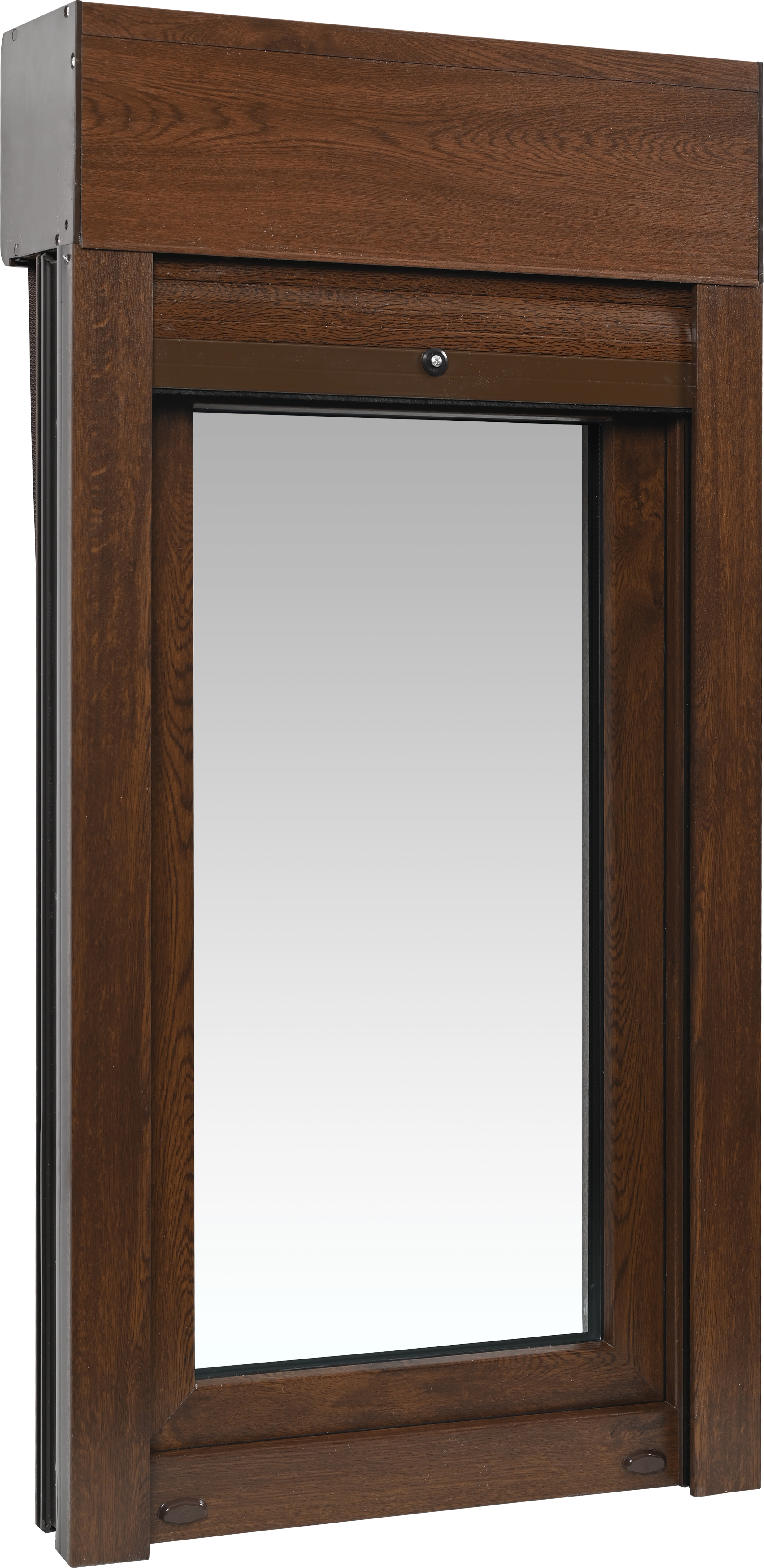 Ventana pvc artens nogal oscilobatiente con persiana 60x119 cm