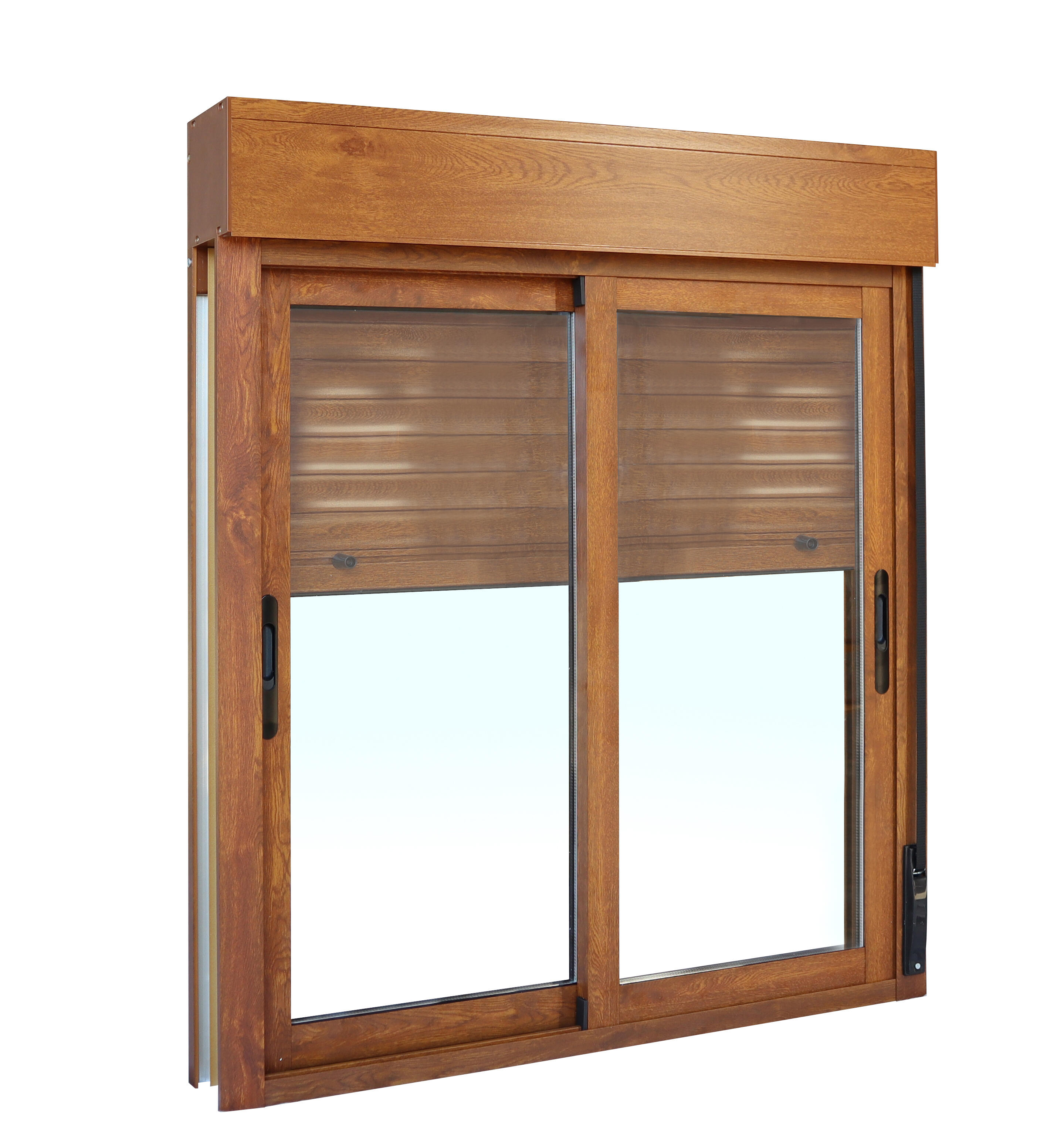 Ventana aluminio ISOXA roble corredera con persiana de 100x115cm - 4