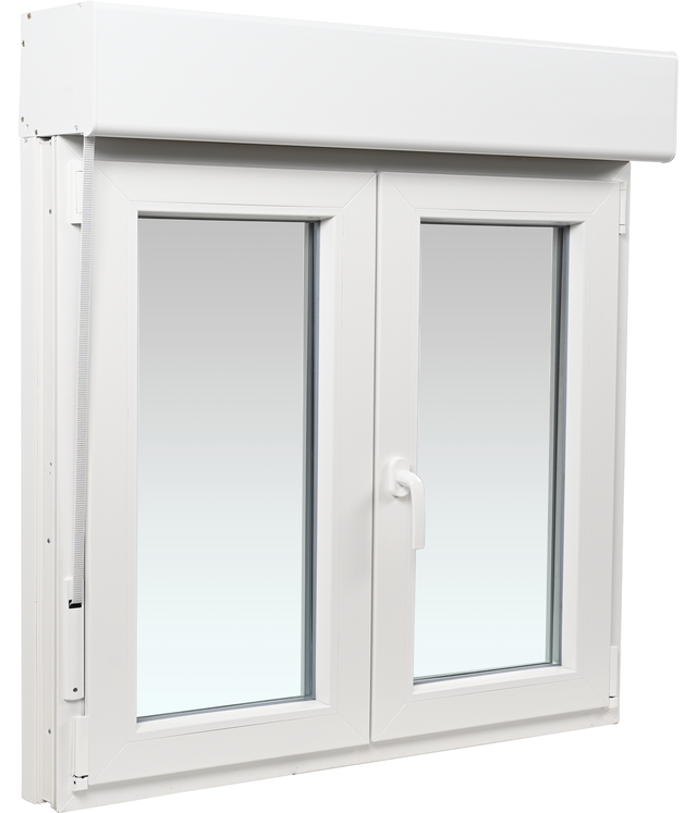 Ventana PVC 140x139cm oscilobatiente blanca Isoxa doble acristalamiento transparente 4/16/4 bajo emisivo con persiana