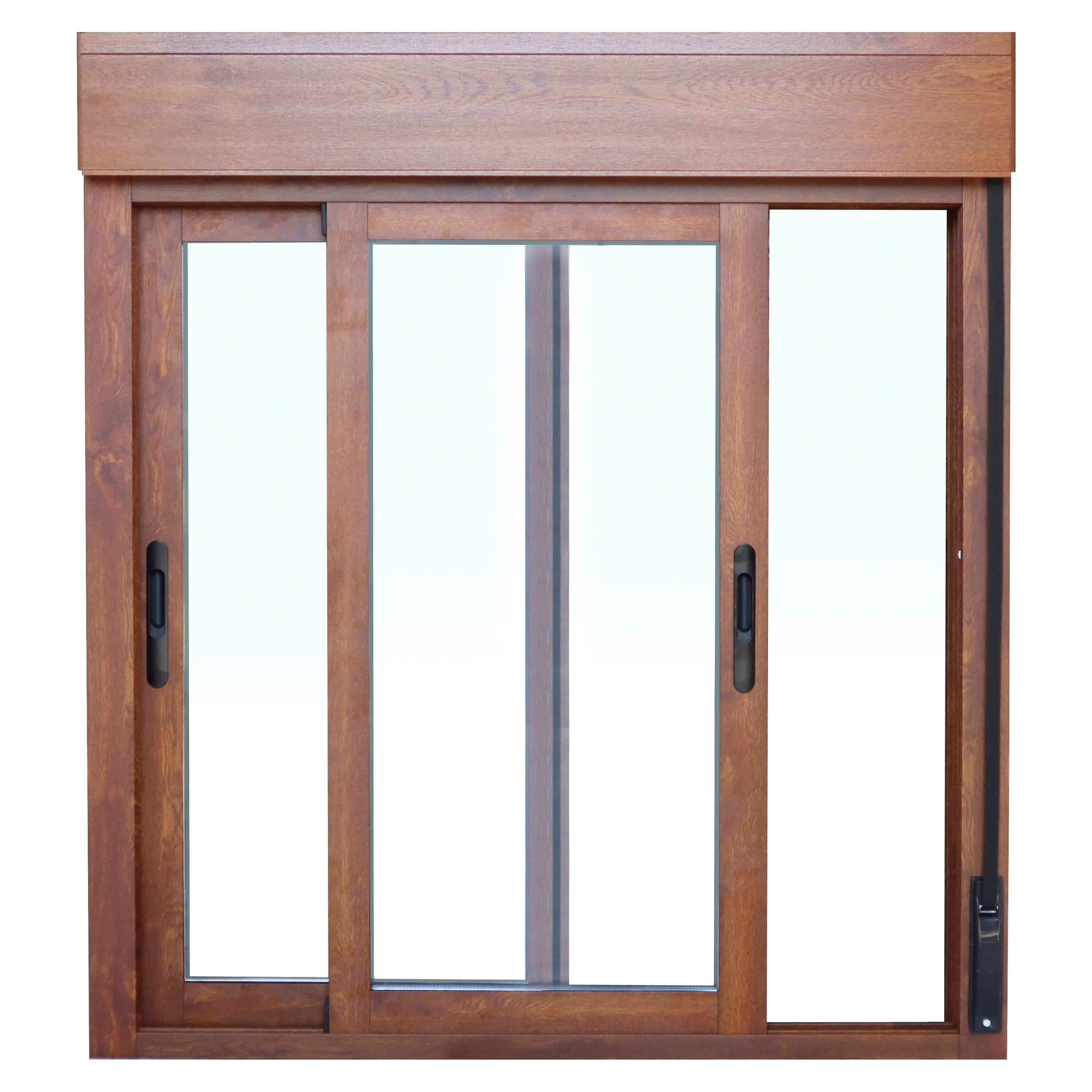 Ventana aluminio ISOXA roble corredera con persiana de 100x115cm - 3