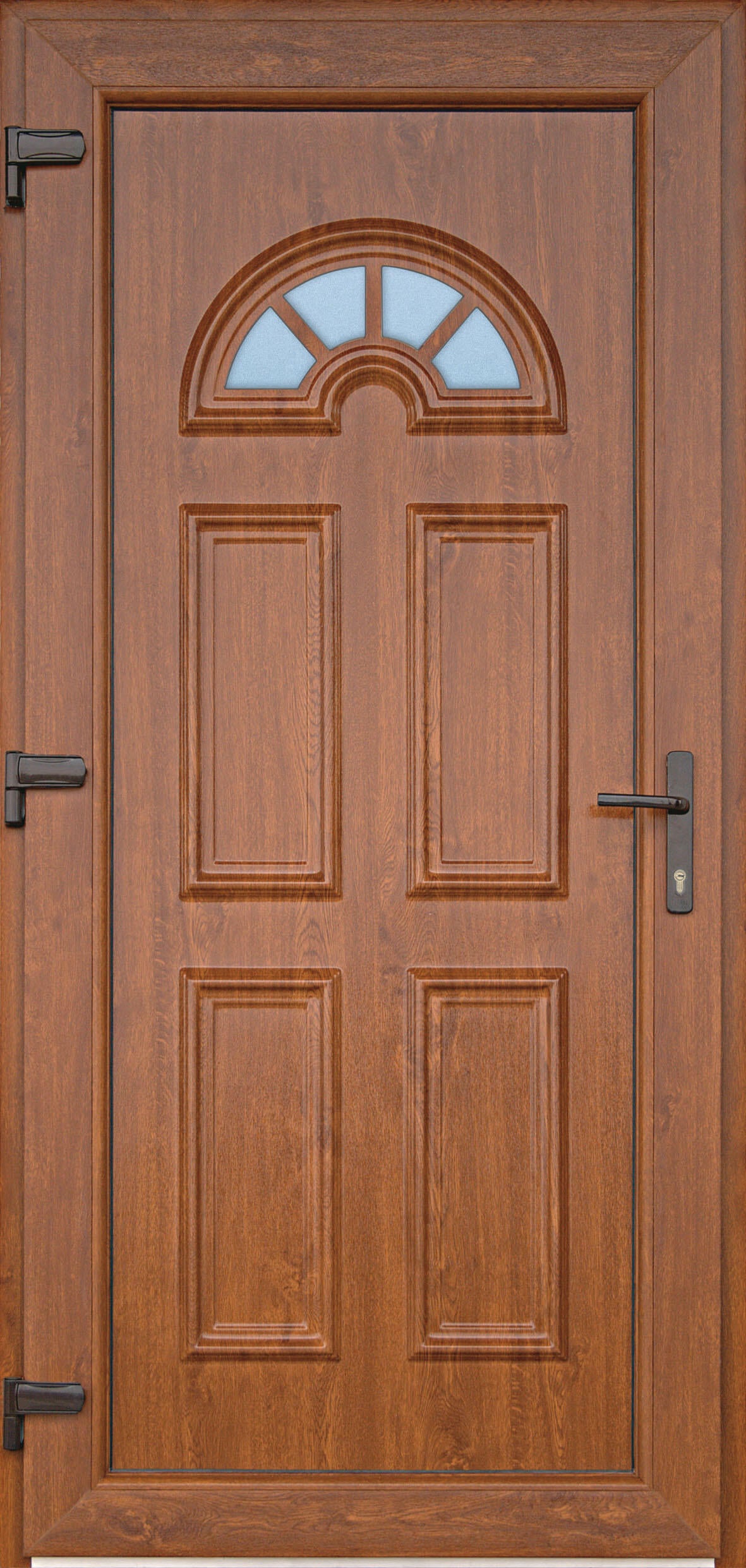 Puerta de entrada serie Basic pvc Ibiza diseño rústico color roble oscuro apertura derecha 208x98cm - 16