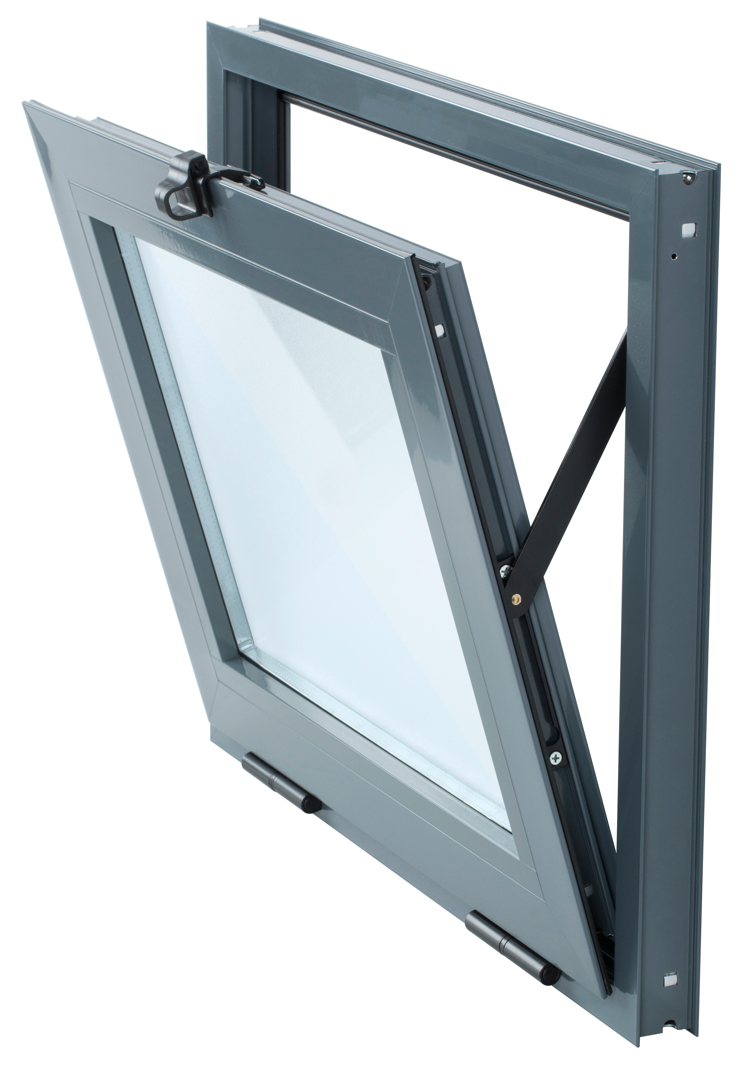 Ventana basculante aluminio gris Isoxa 50x60cm doble acristalamiento 4/8/4 translucido - 3