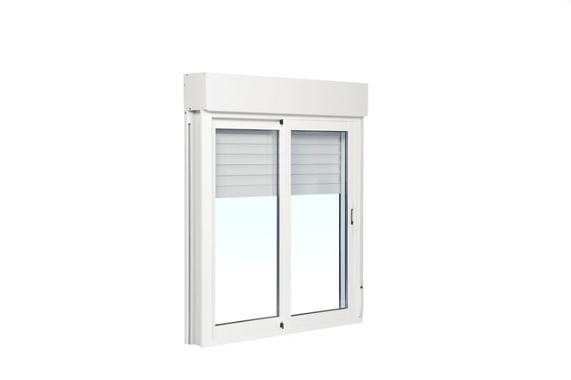 Ventana corredera de aluminio con persiana color blanco de 100x115.5 cm