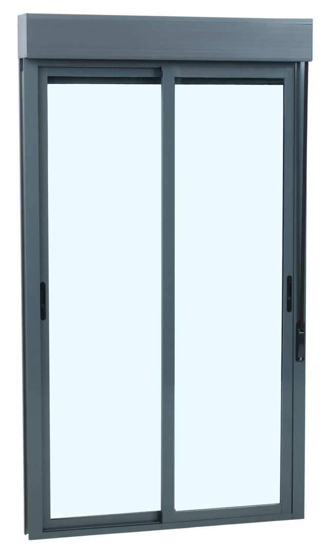 Porta janela de alumínio ARTENS CORRER 130X229CM CINZA (COM ESTORE)