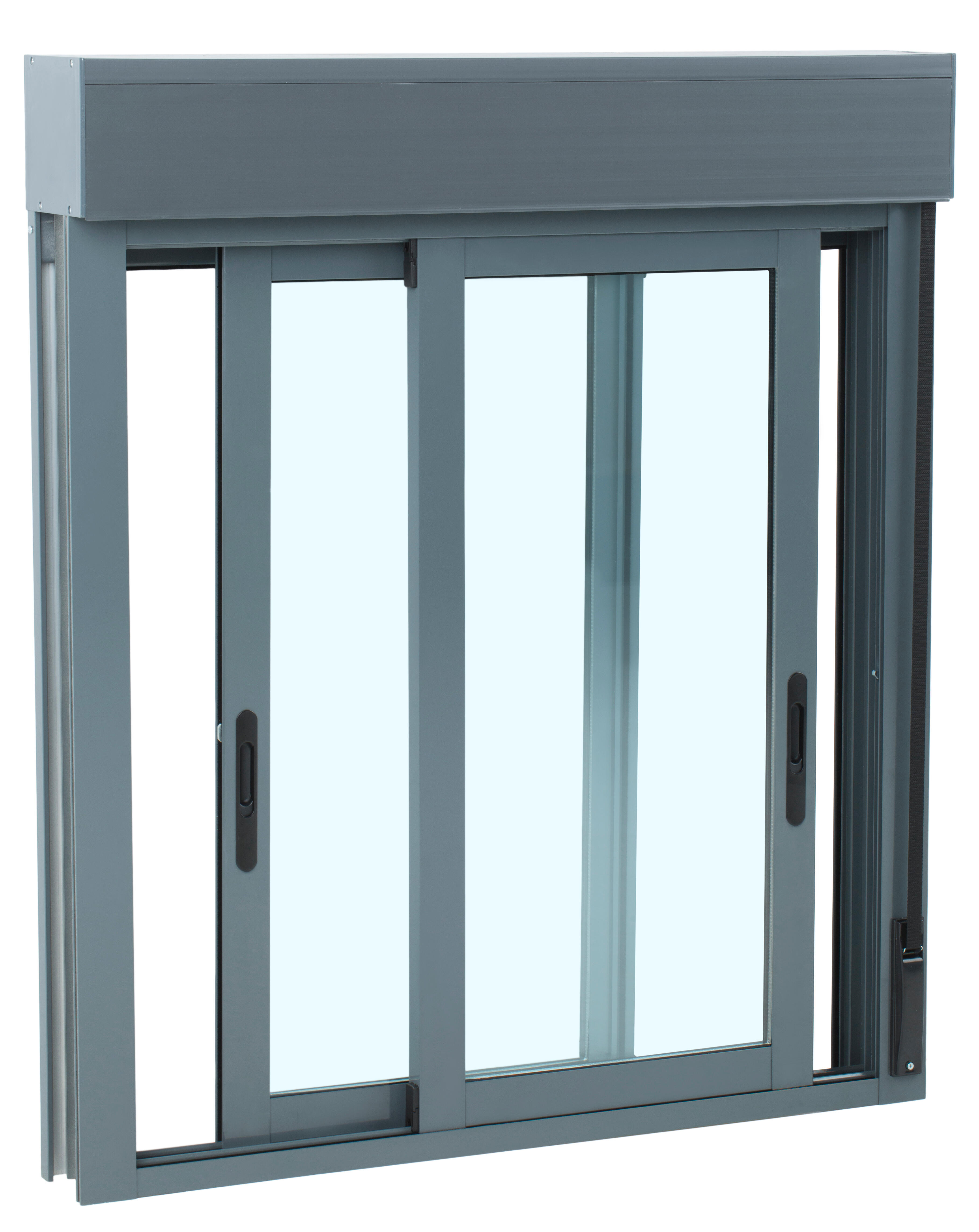 Ventana aluminio isoxa gris corredera con persiana de 100x115cm