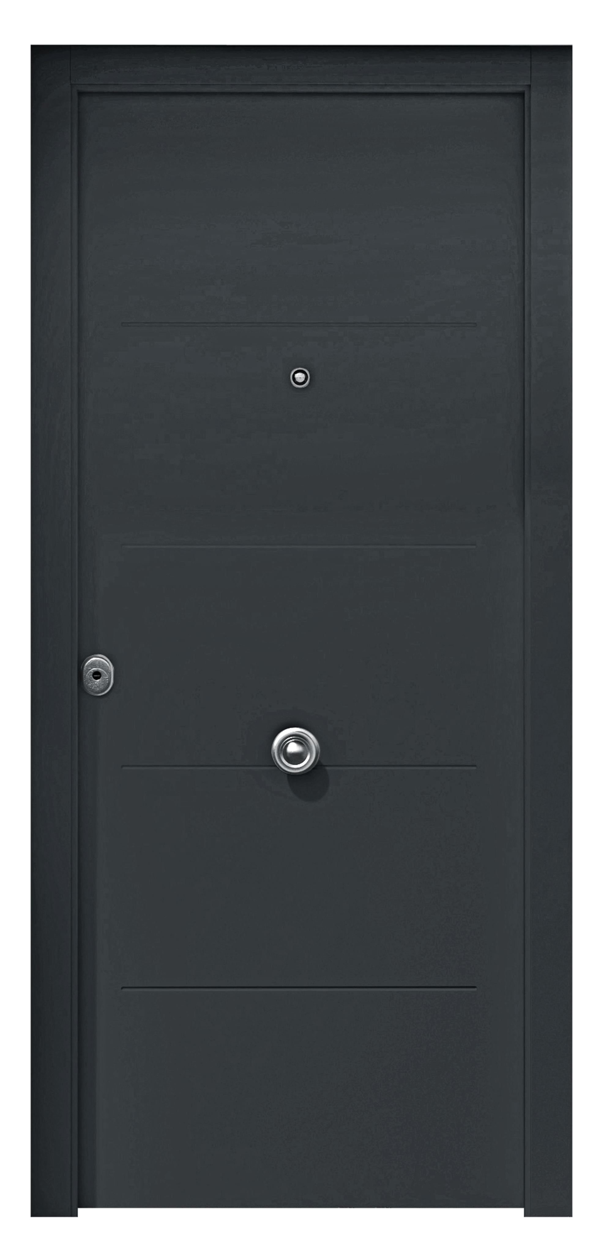 Puerta de entrada metálica serie Saga fresada gris 7016 /interior fresada gris 7016 apertura derecha 210x90cm - 3