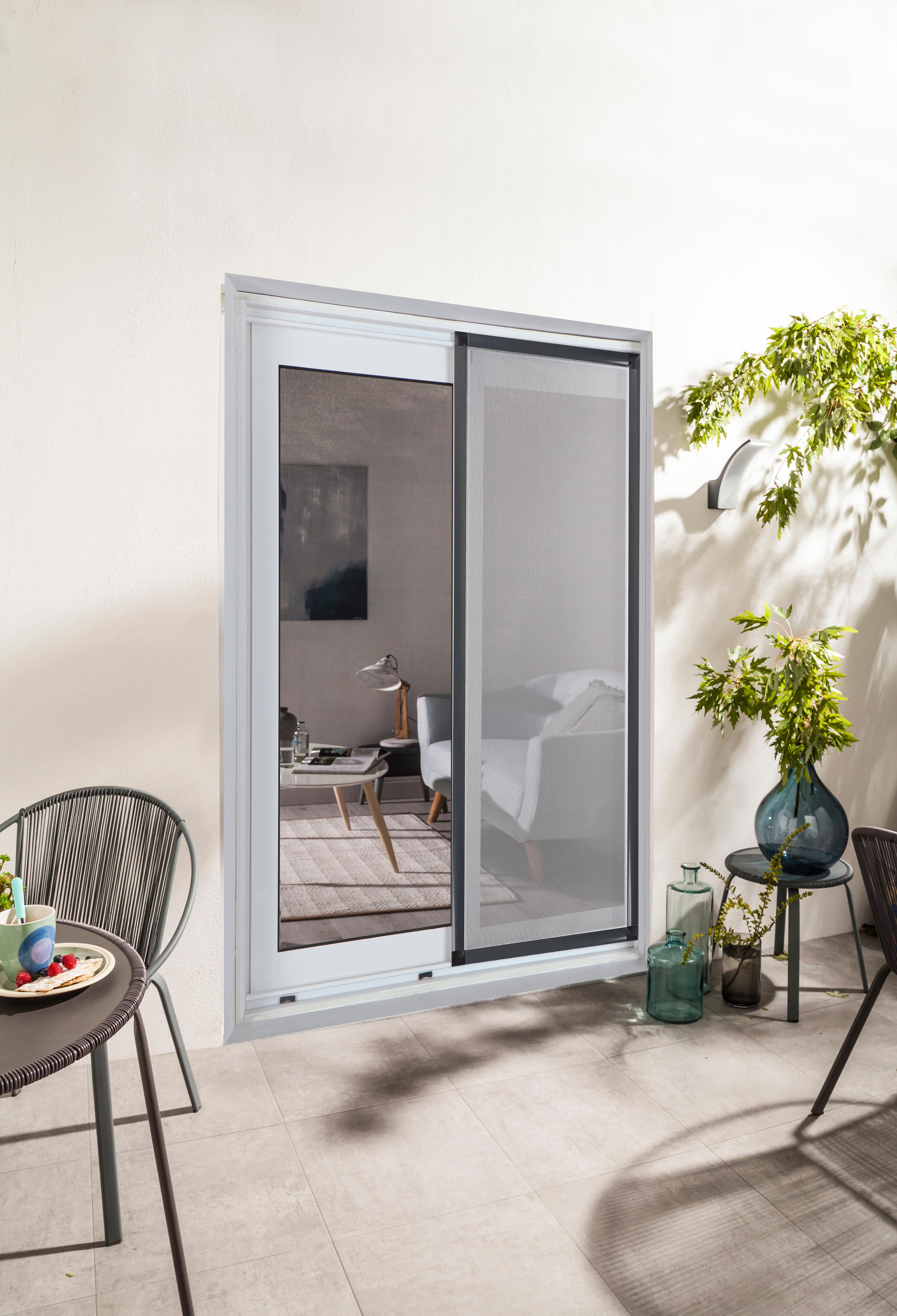 Mosquitera corredera 100x220cm aluminio recortable gris para puerta tela fibra de vidrio - 2
