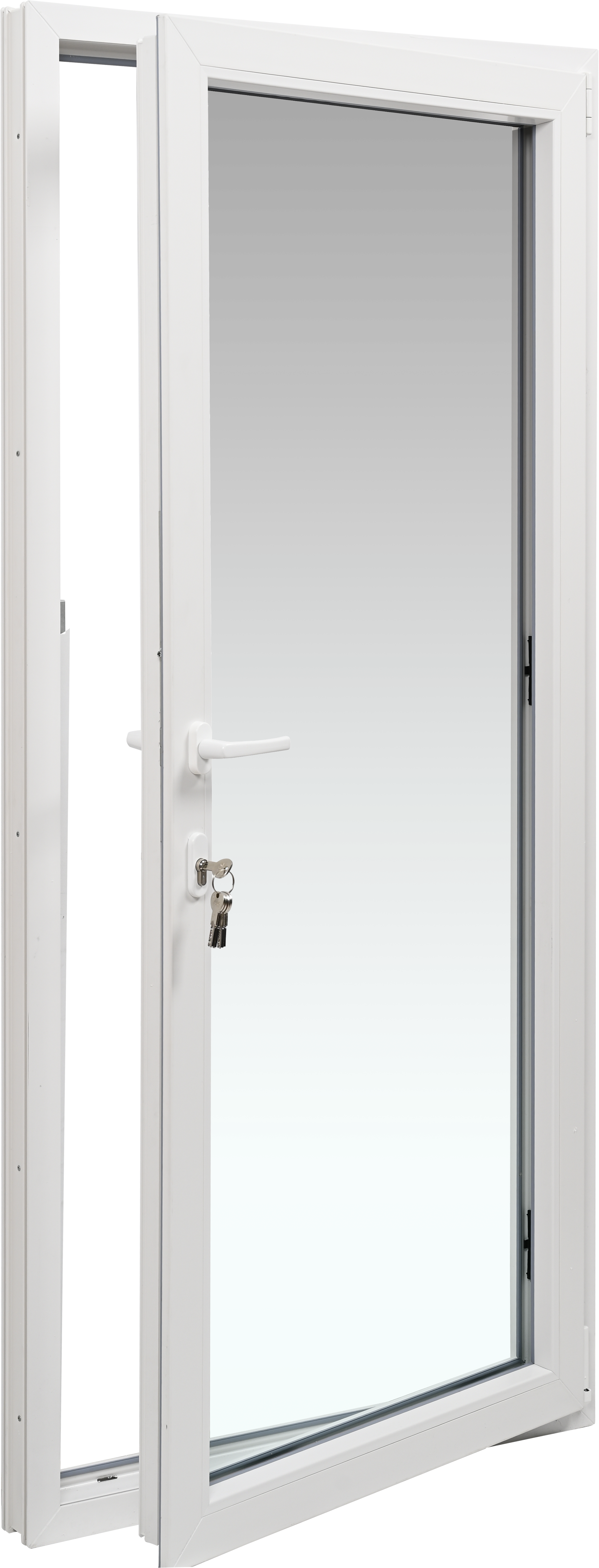 Balconera PVC blanca practicable con cerradura 90X200 cm - 3