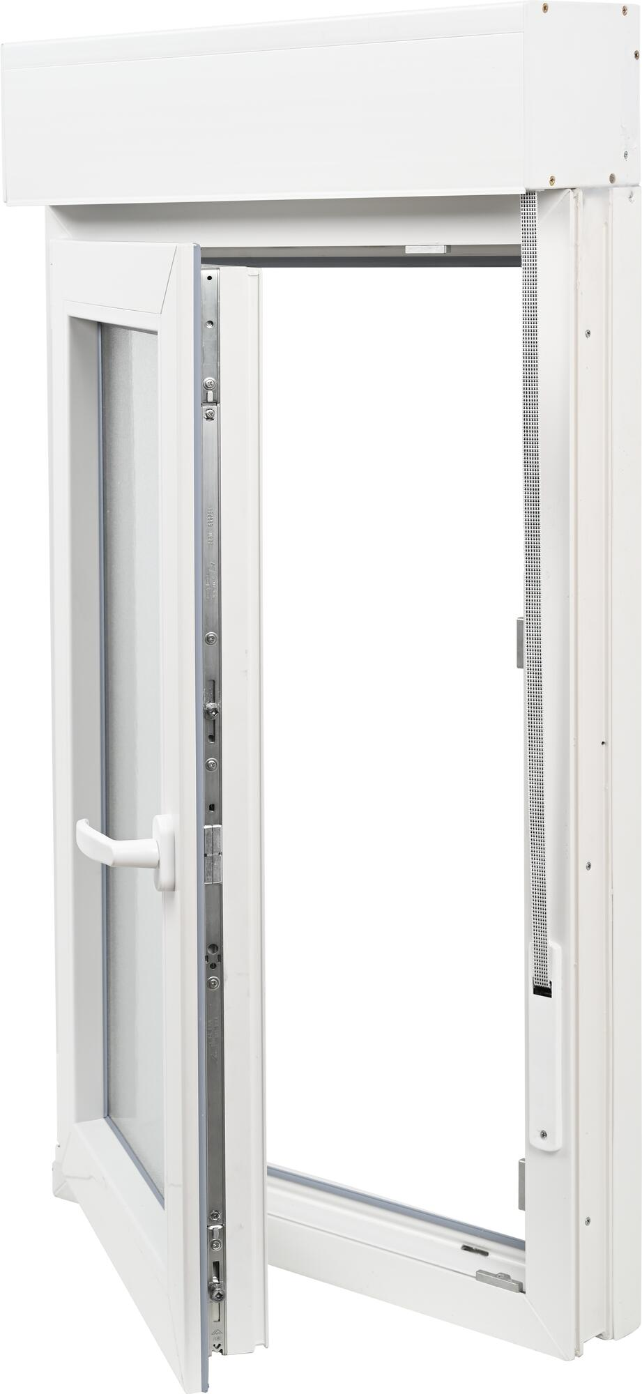 Ventana pvc blanca oscilobatiente con persiana de 60x115 cm