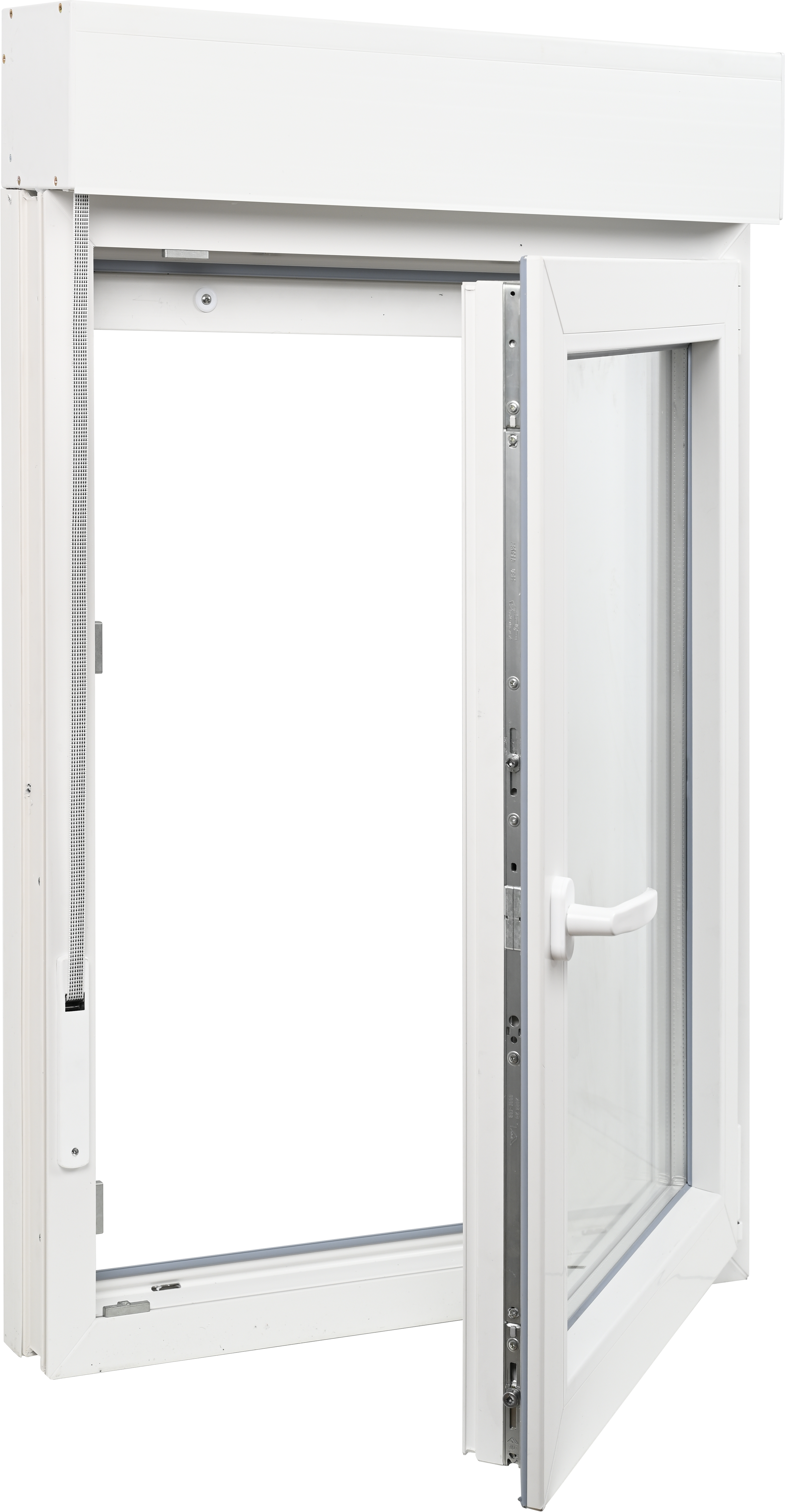 Ventana pvc blanca oscilobatiente con persiana de 75x125 cm