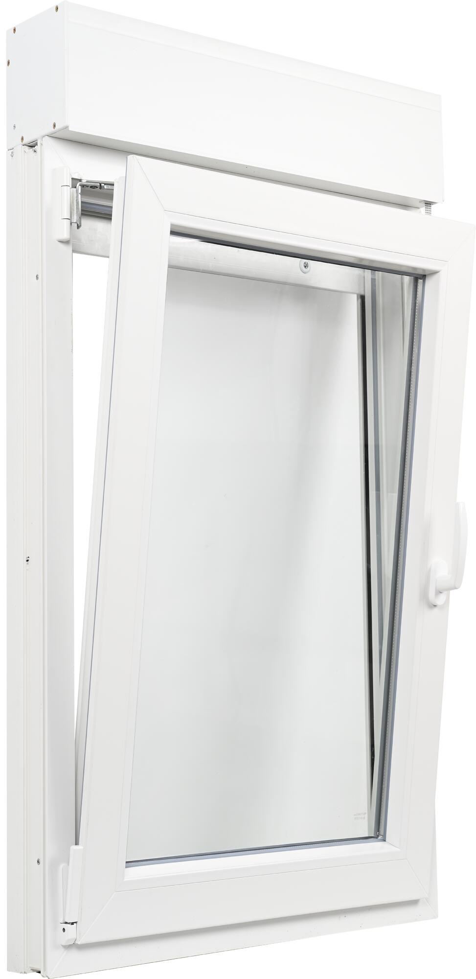 Ventana pvc blanca oscilobatiente con persiana de 75x135 cm