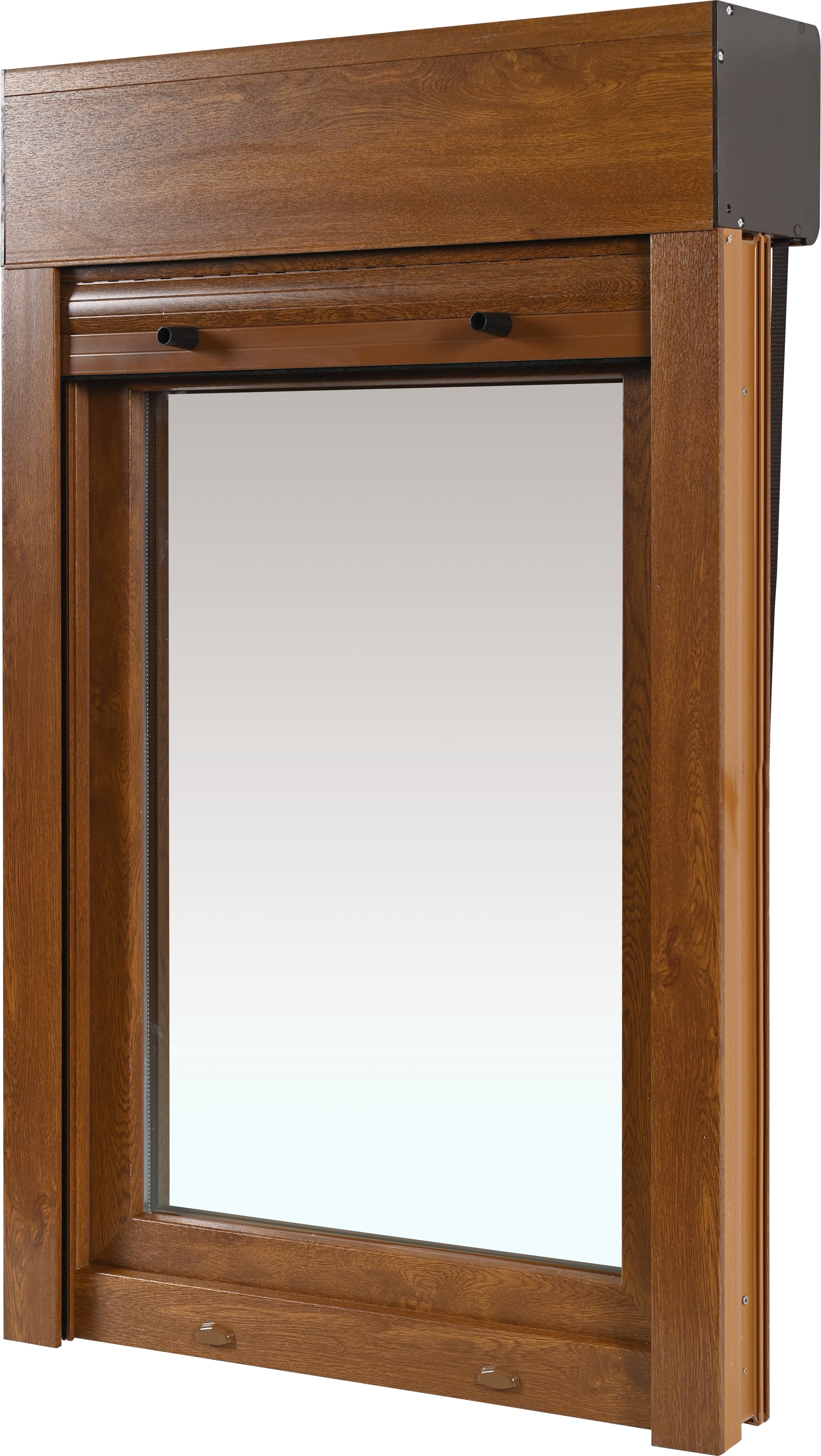 Ventana pvc artens roble oscilobatiente con persiana 75x119 cm