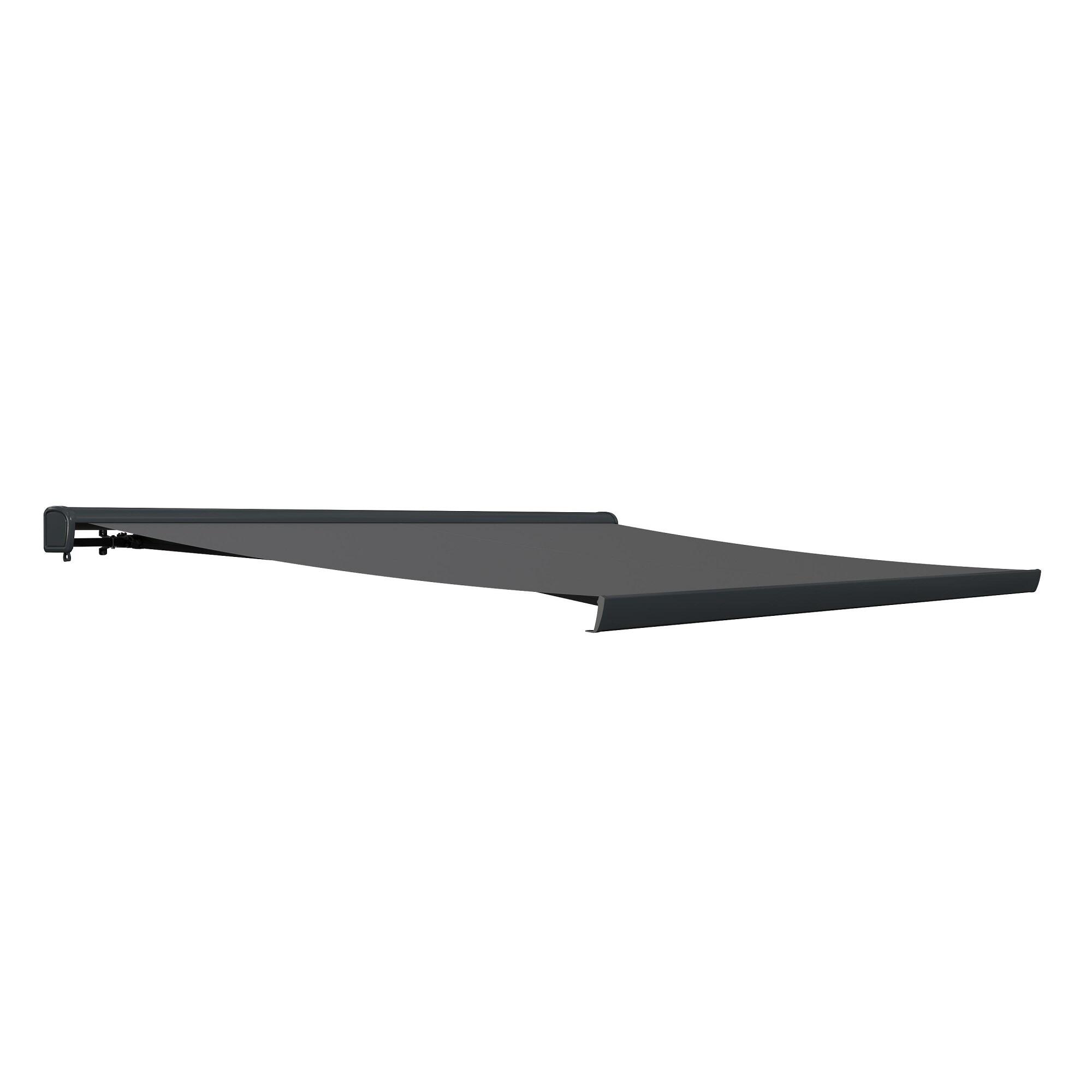 Toldo brazo extensible terraza zefir motor con cofre gris tela gris 2.95x2.5 m