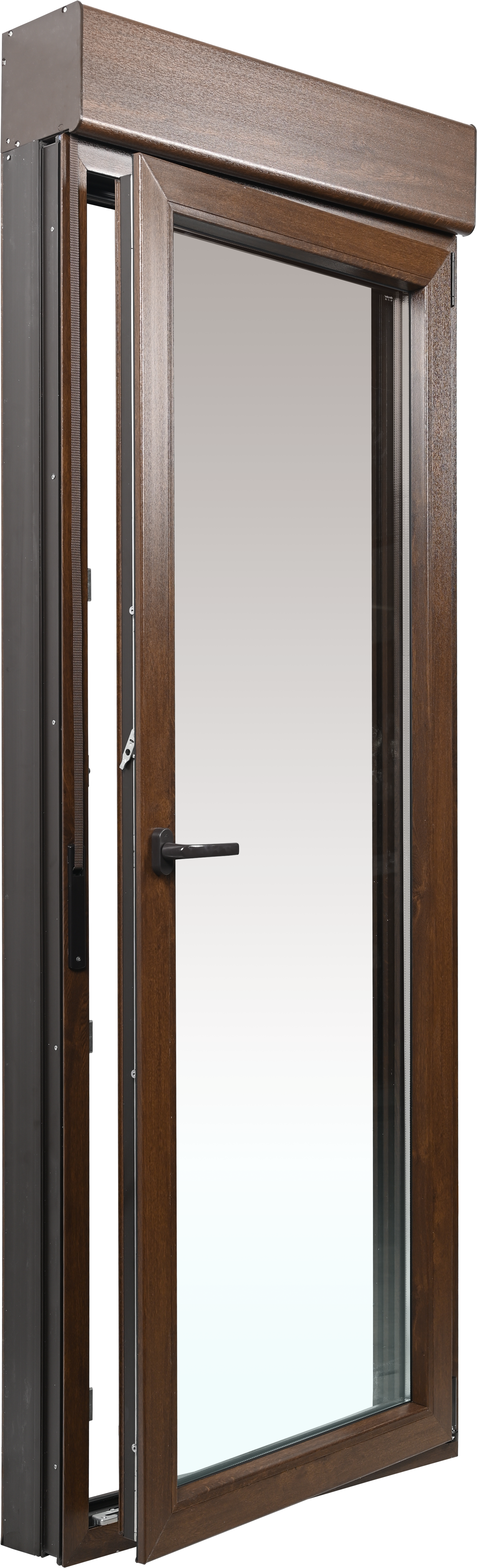 Balconera PVC ARTENS nogal oscilobatiente con persiana guía mosquitera 85X229cm - 3