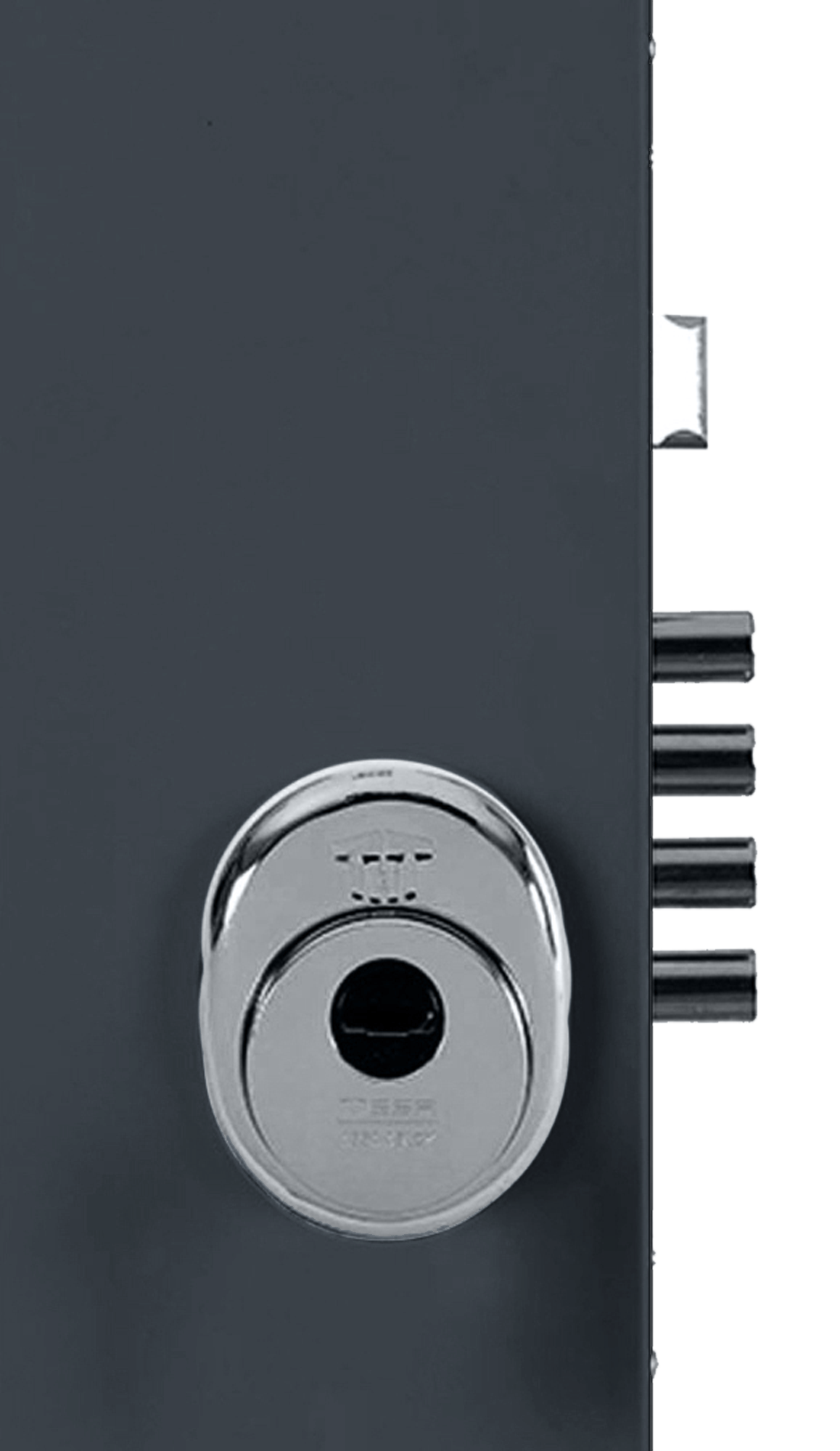 Puerta de entrada metálica serie Saga fresada gris 7016 /interior fresada gris 7016 apertura izquierda 210x90cm - 7