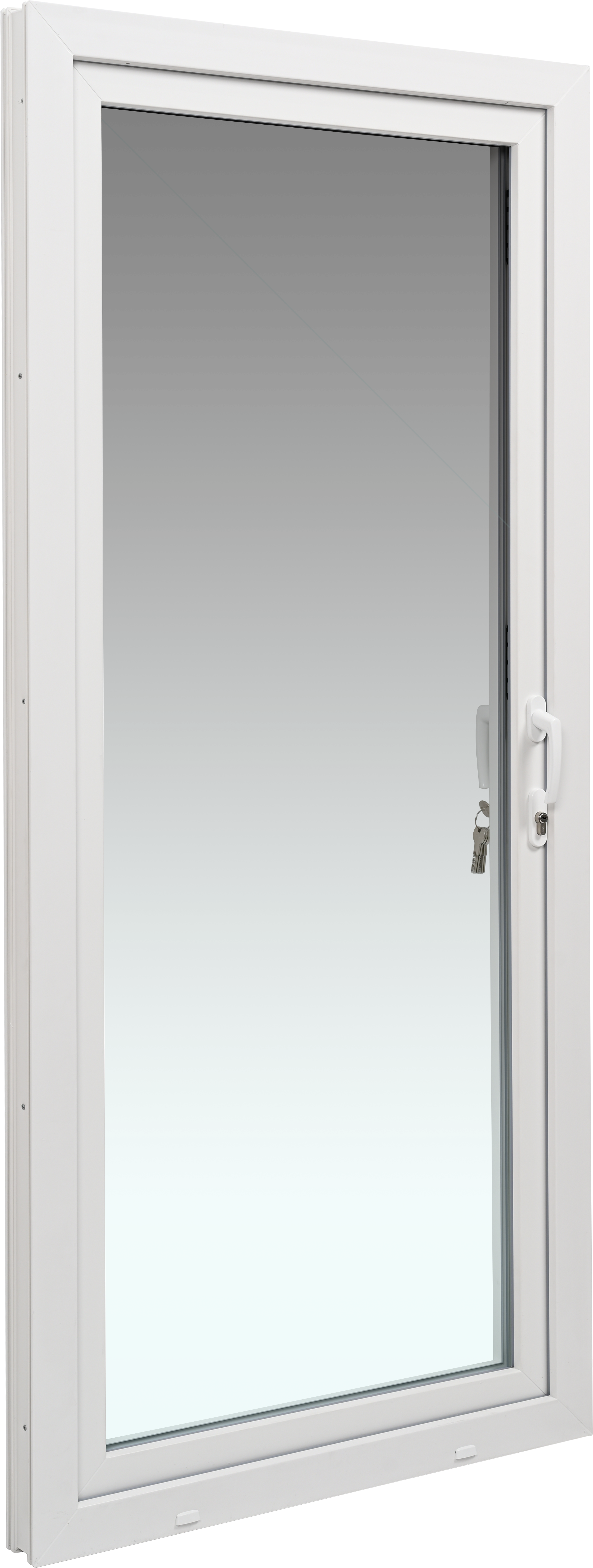 Balconera PVC blanca practicable con cerradura 90X200 cm - 2