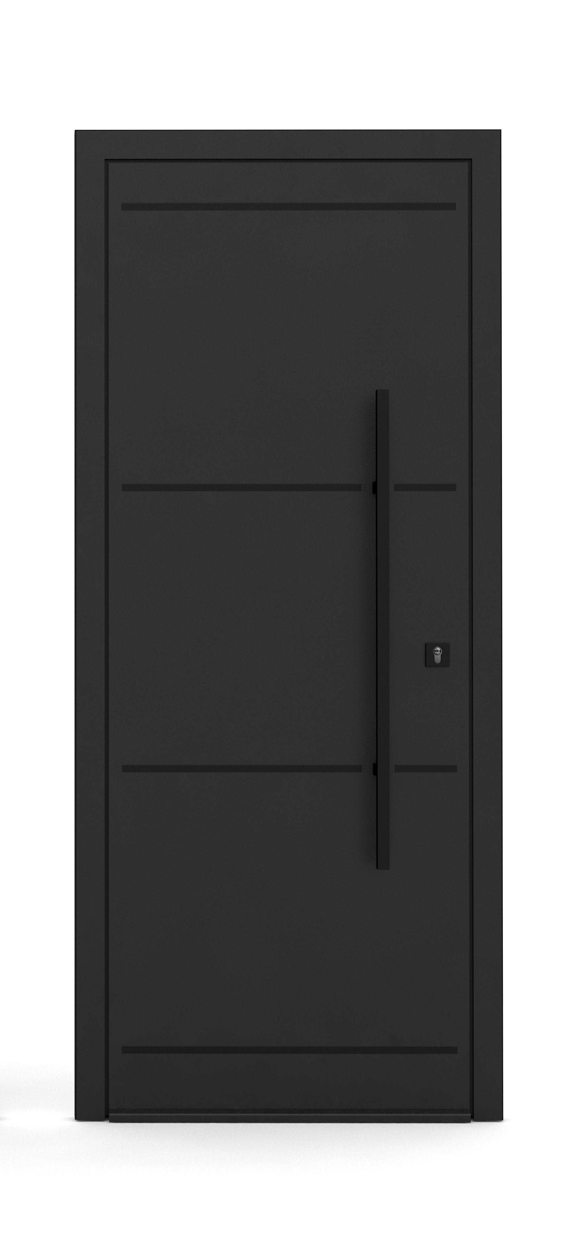 Puerta de entrada metálica serie Plus Comfort fresada negro /interior liso negro apertura izquierda 210x90cm - 3