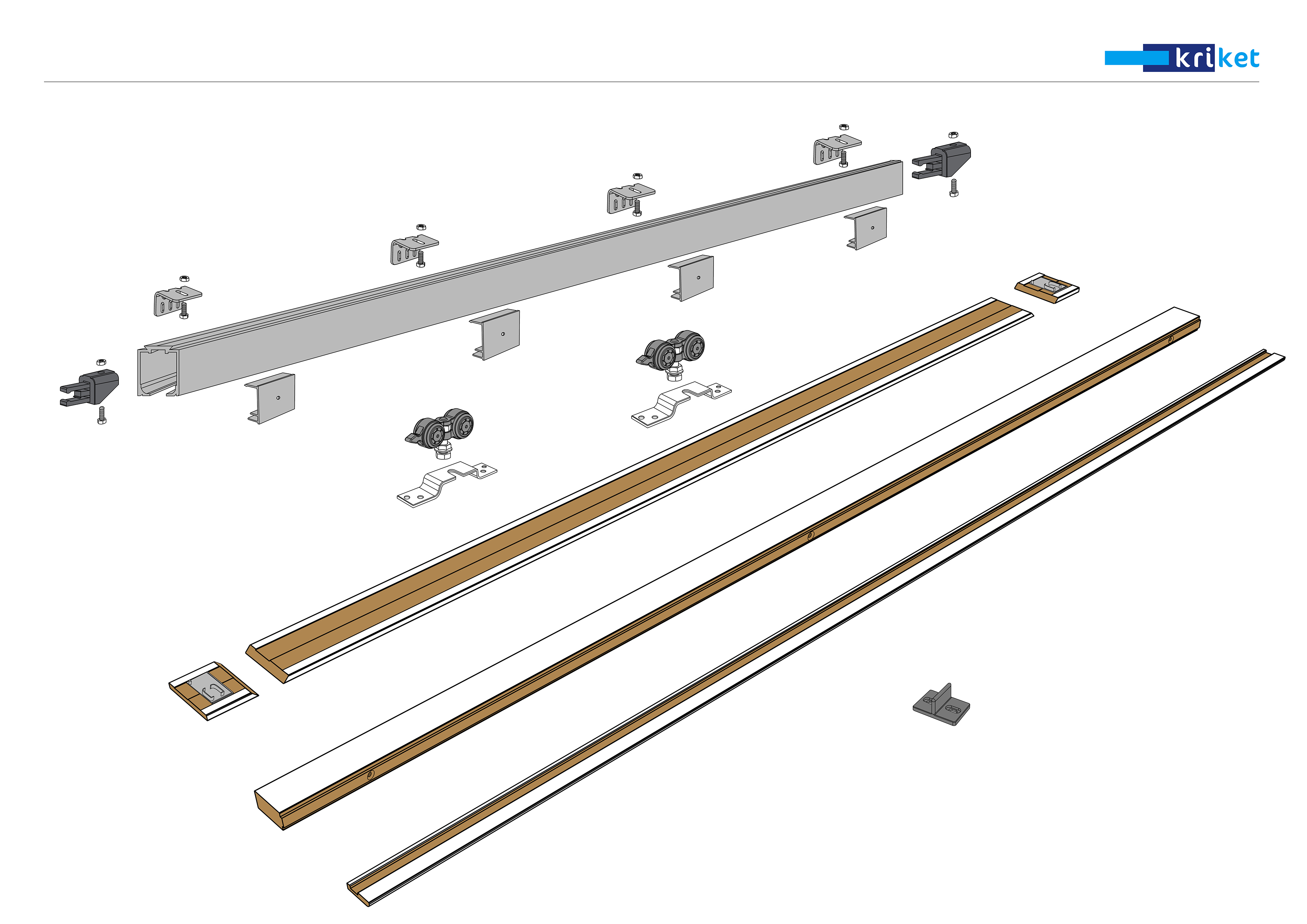 Kit de guía para puerta corredera lacada blanco recortable con fijación pared de 200cm - 2