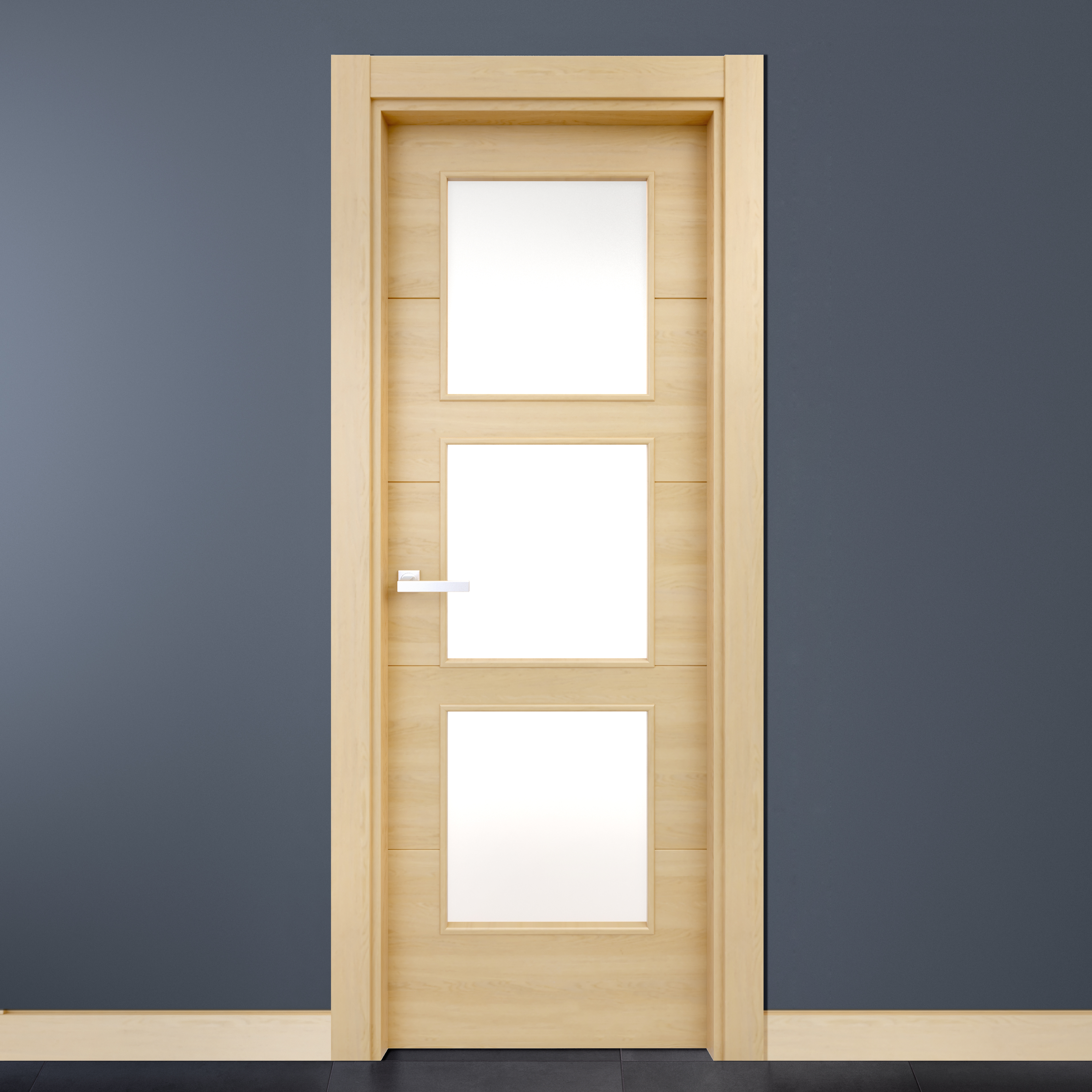 Puerta de interior abatible con cristal maciza melamina Line Berna roble miel apertura derecha cerco de 7x3 anchura 82.5cm - 3