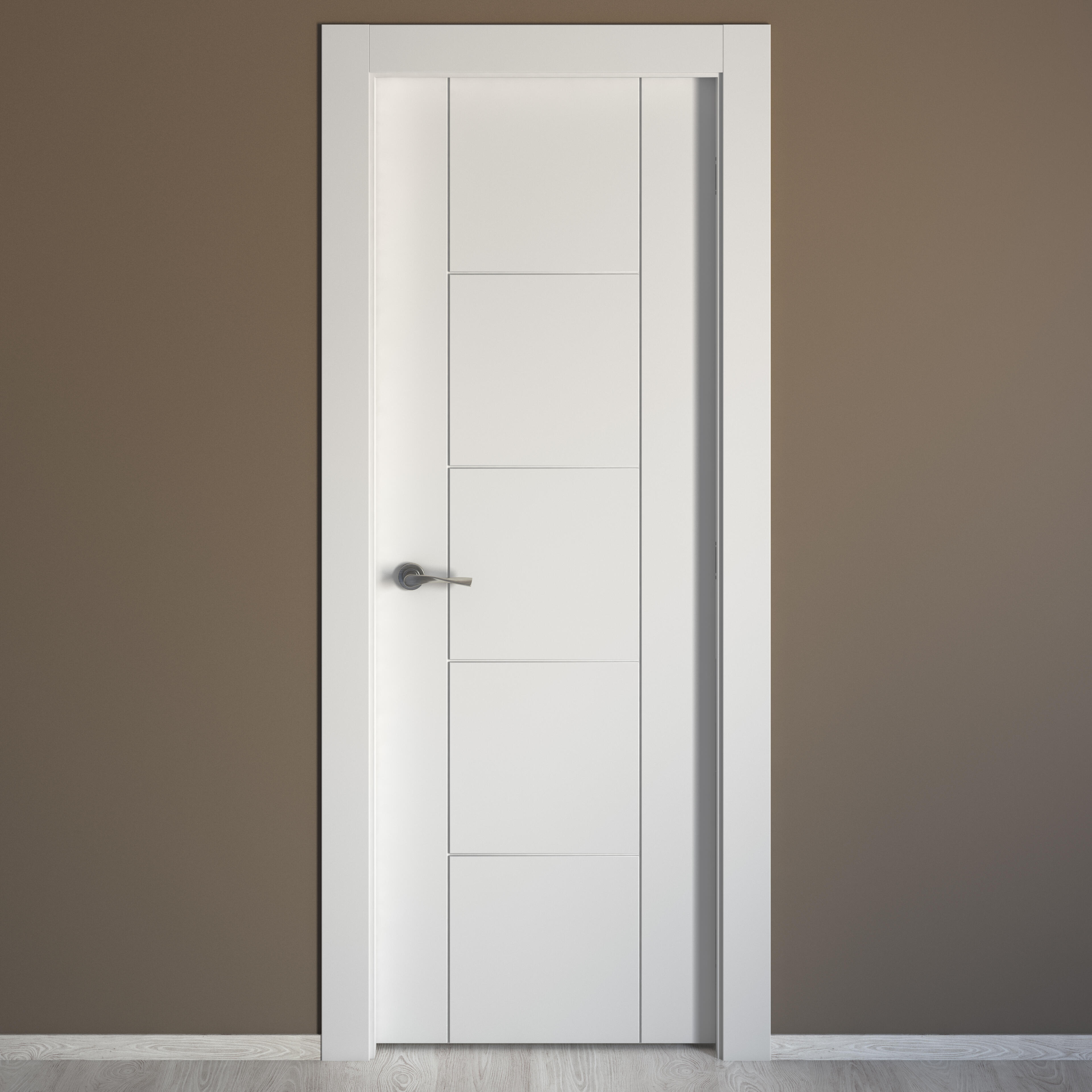 Puerta de interior abatible ciega maciza lacada Line Noruega blanco apertura derecha cerco de 7x3 anchura 62.5cm - 6