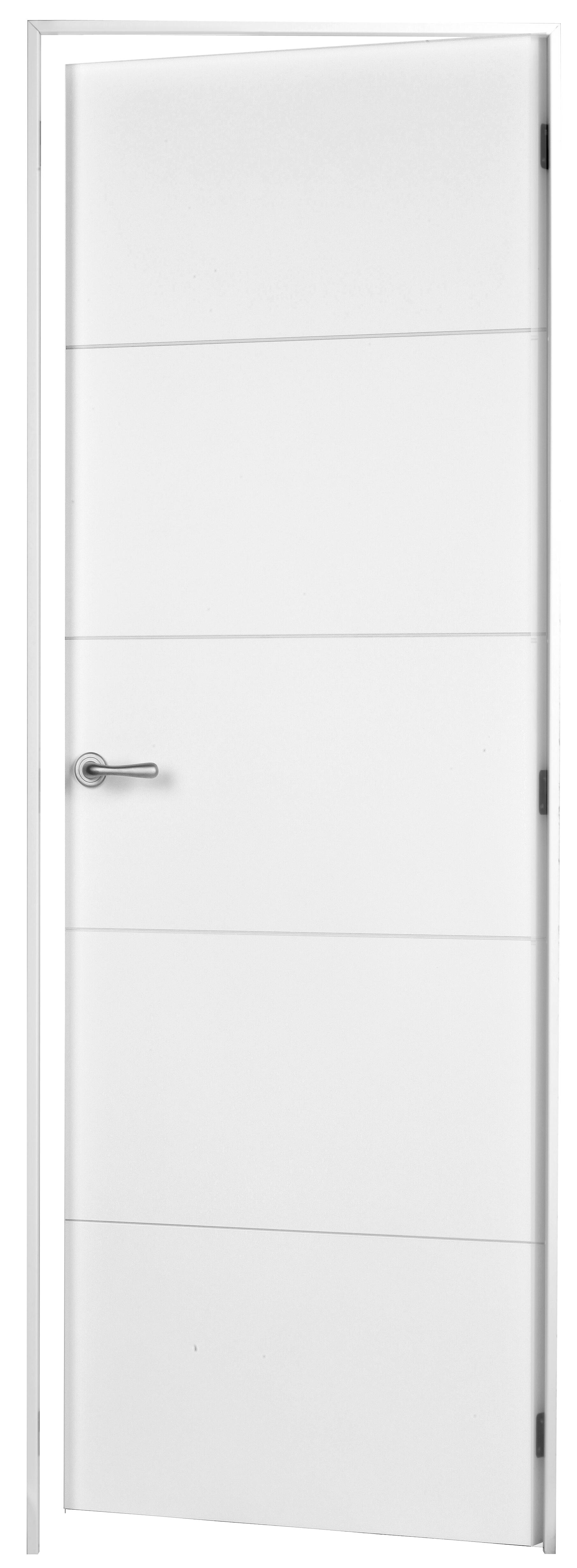 Puerta de interior abatible ciega maciza lacada Line Lucerna blanco apertura derecha cerco de 9x3 anchura 82.5cm - 4