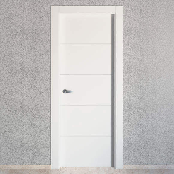 Puerta de interior abatible ciega maciza acabado lacado Line Plus Lucerna Blanco apertura derecha cerco de 7x3 anchura 82.5 cm - 7