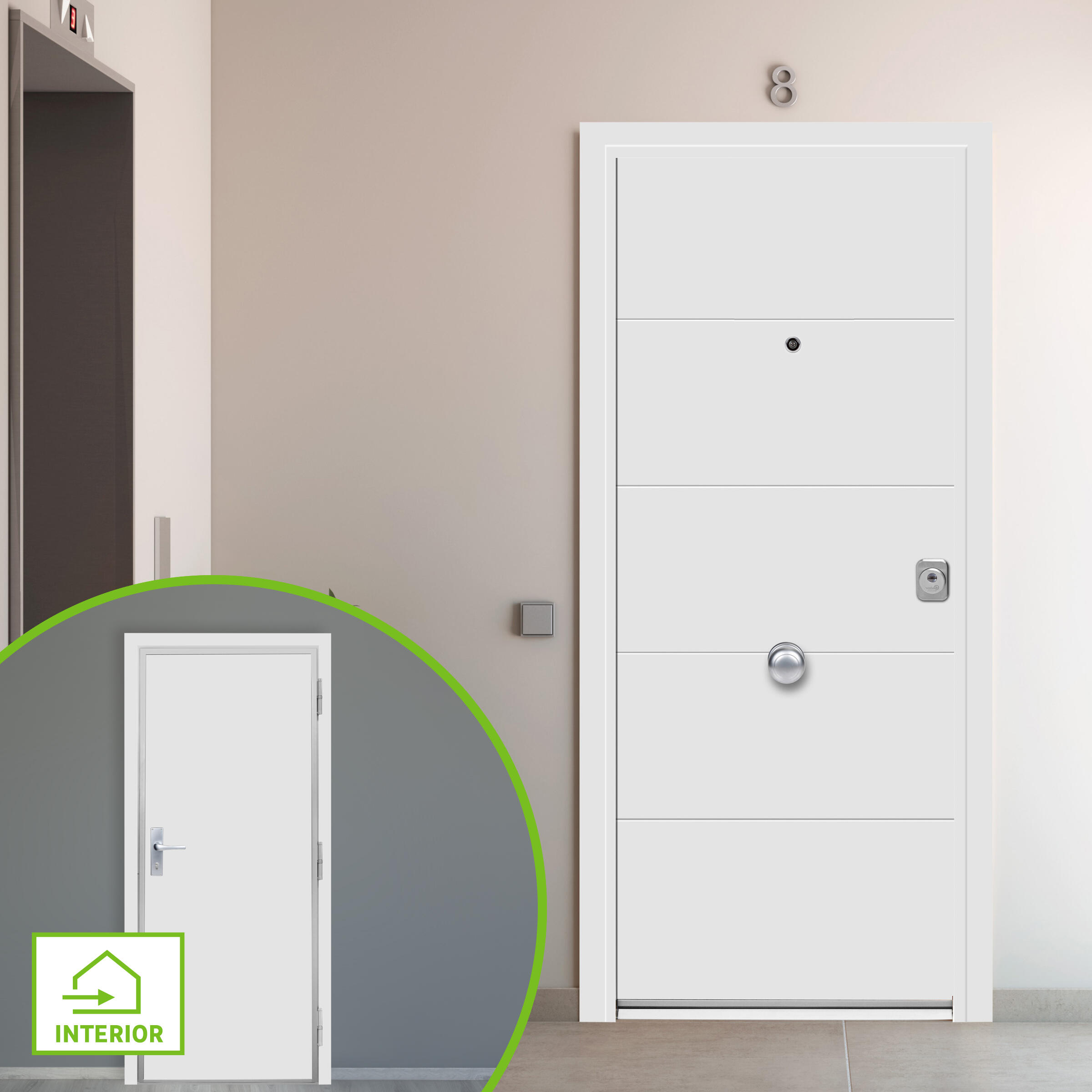 Puerta de entrada acorazada 400 lucerna izquierda blanco/blanco de 90.3x208 cm