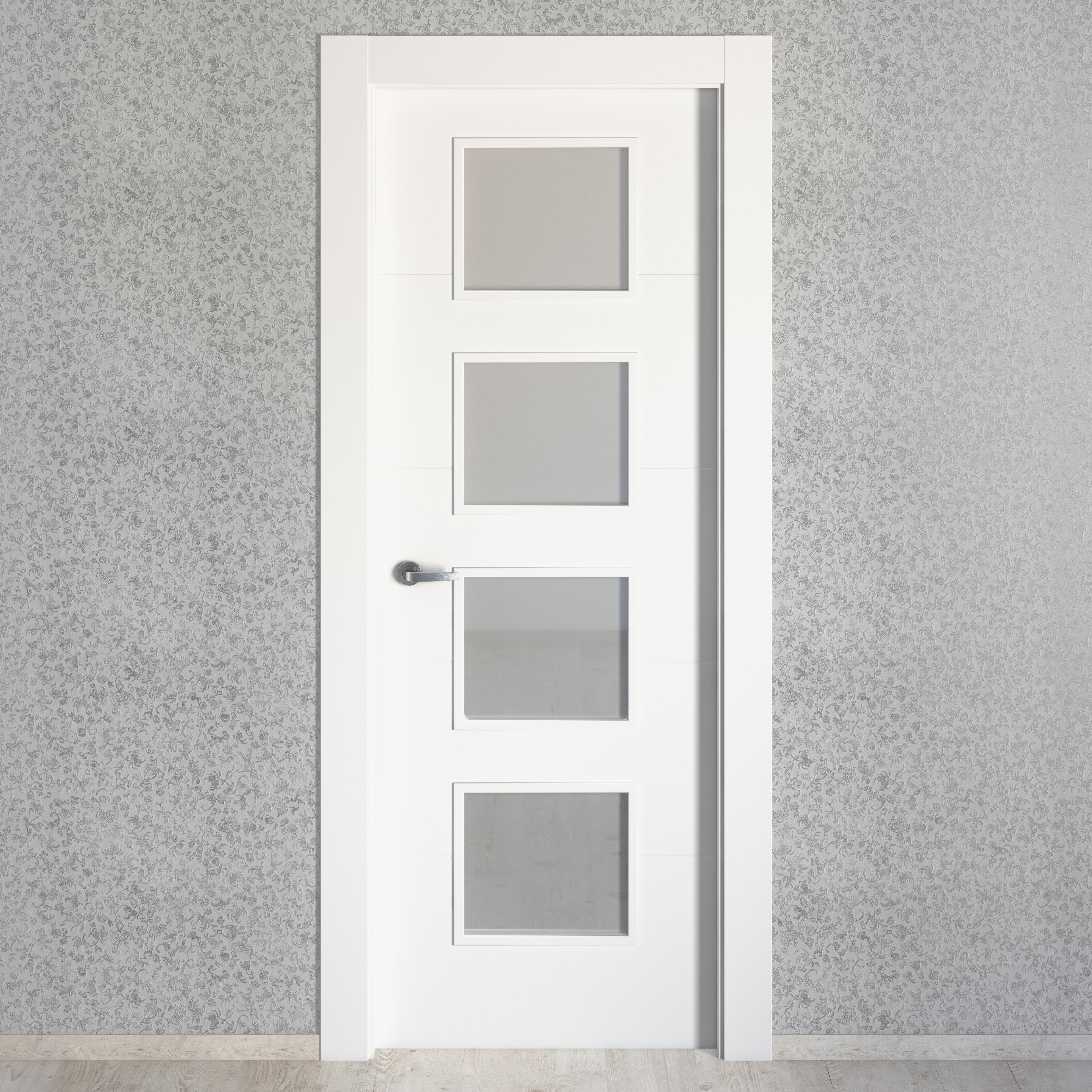 Puerta de interior abatible con cristal maciza lacada Line Plus Lucerna blanco apertura derecha cerco de 7x3 anchura 92.5cm - 6