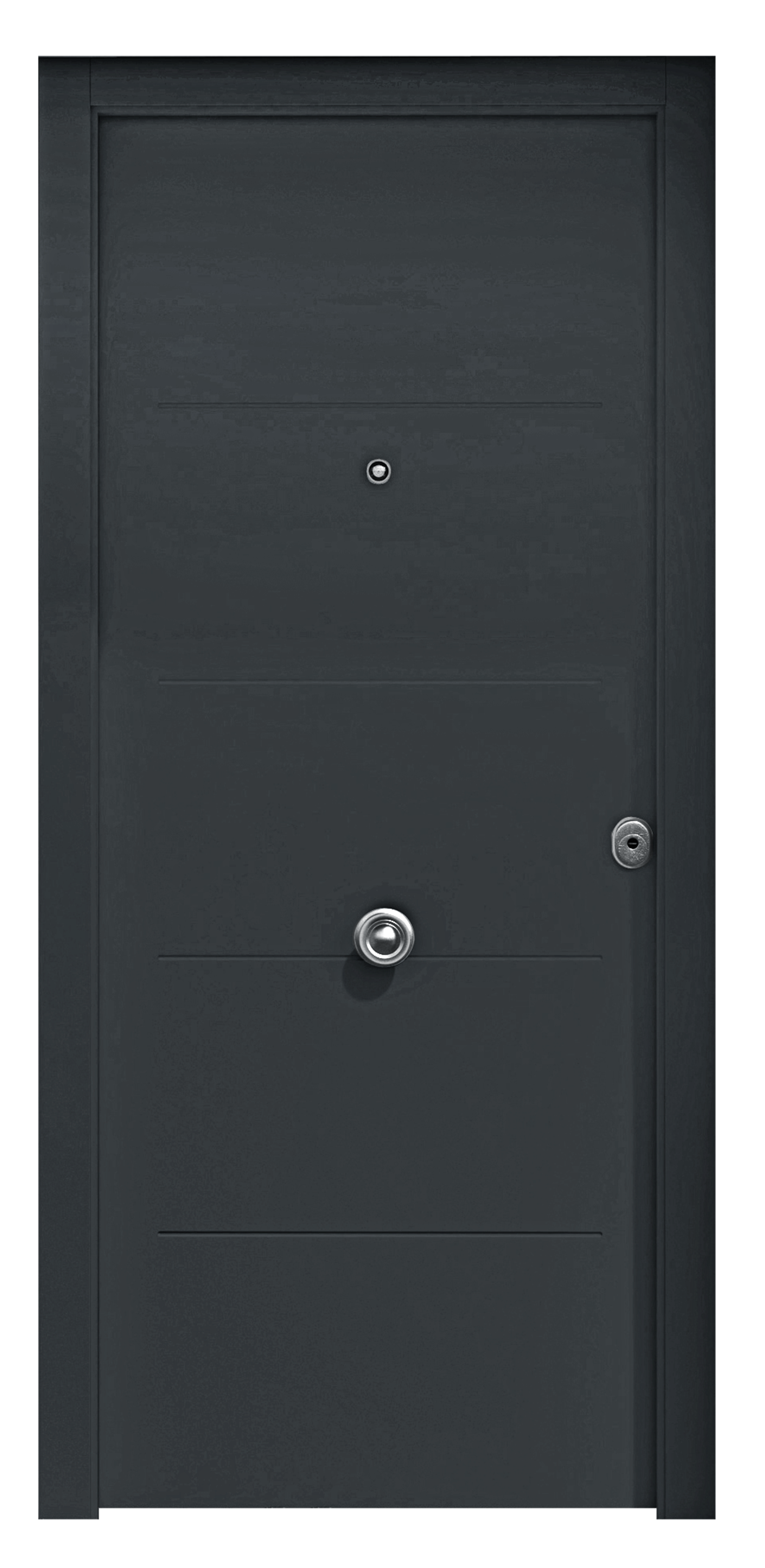 Puerta de entrada metálica serie Saga fresada gris 7016 /interior fresada gris 7016 apertura izquierda 210x90cm - 3