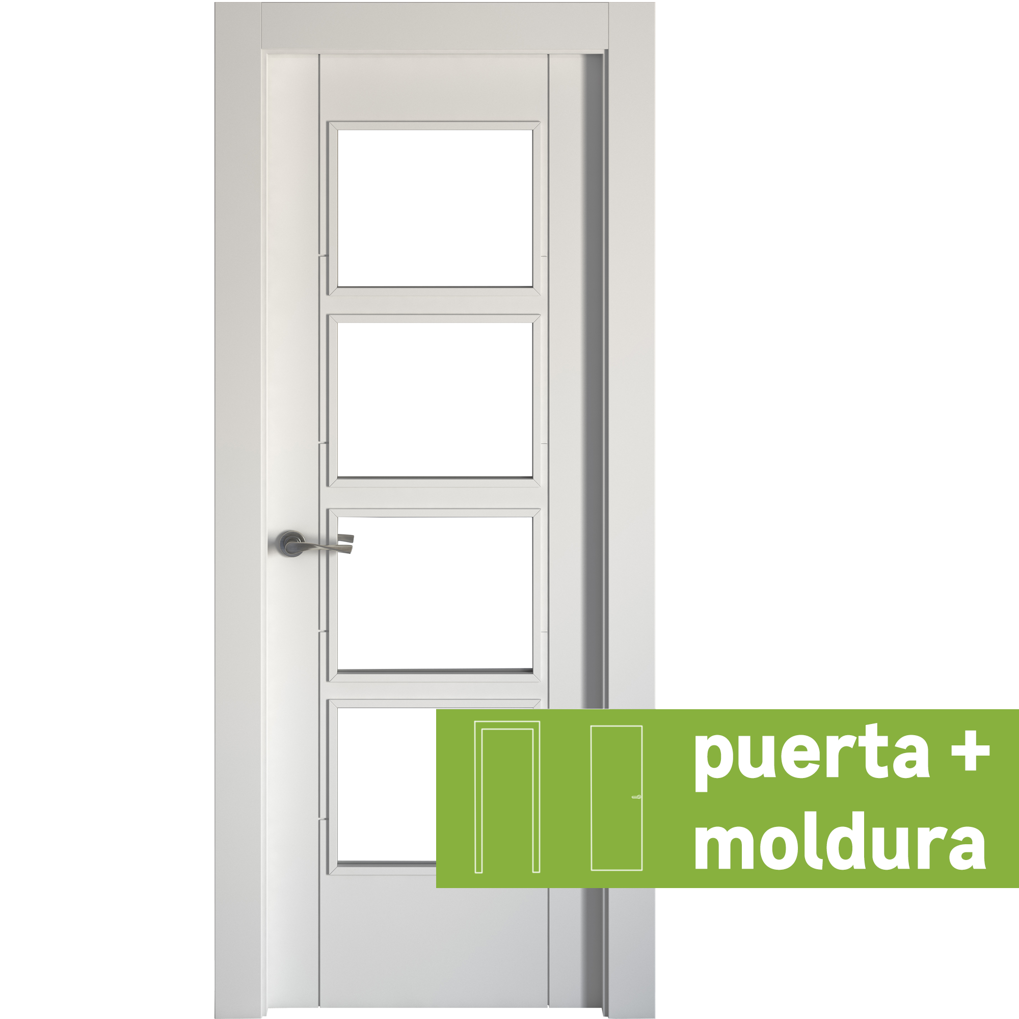 Conjunto de puerta con cristal noruega blanco 62,5 cm derecha + kit de tapetas