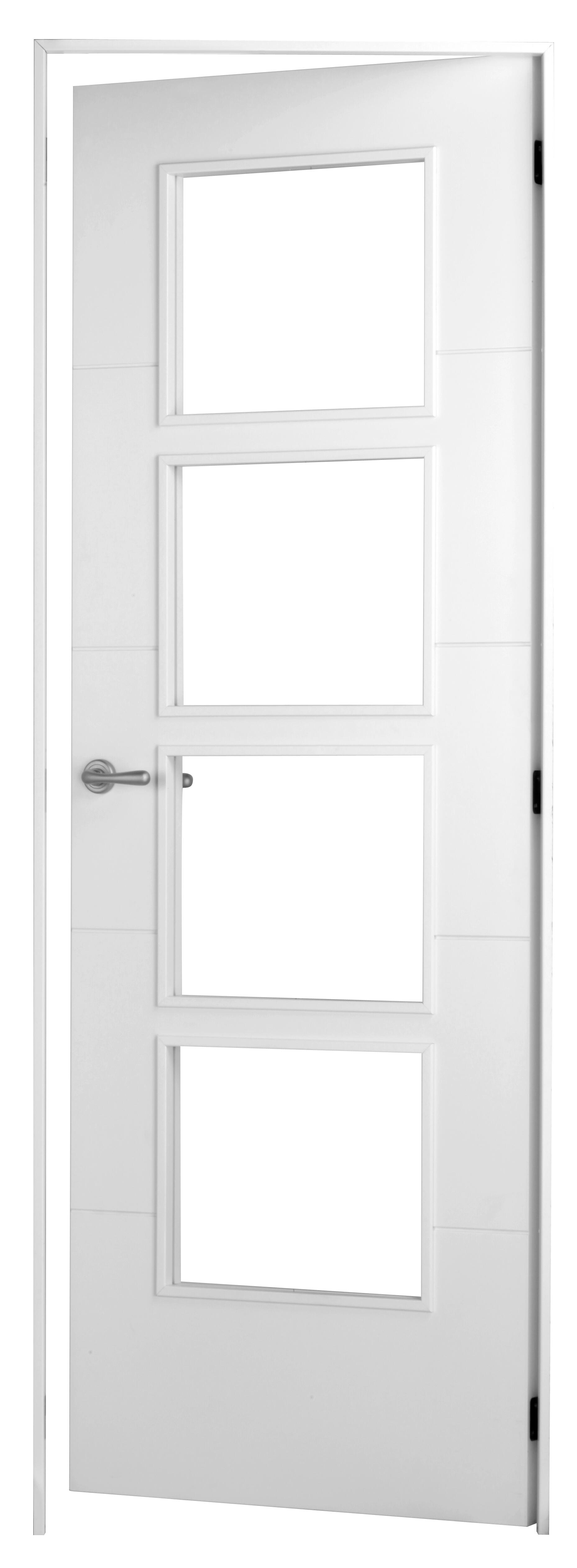 Puerta de interior abatible con cristal maciza lacada Line Lucerna blanco apertura derecha cerco de 7x3 anchura 72.5cm - 4