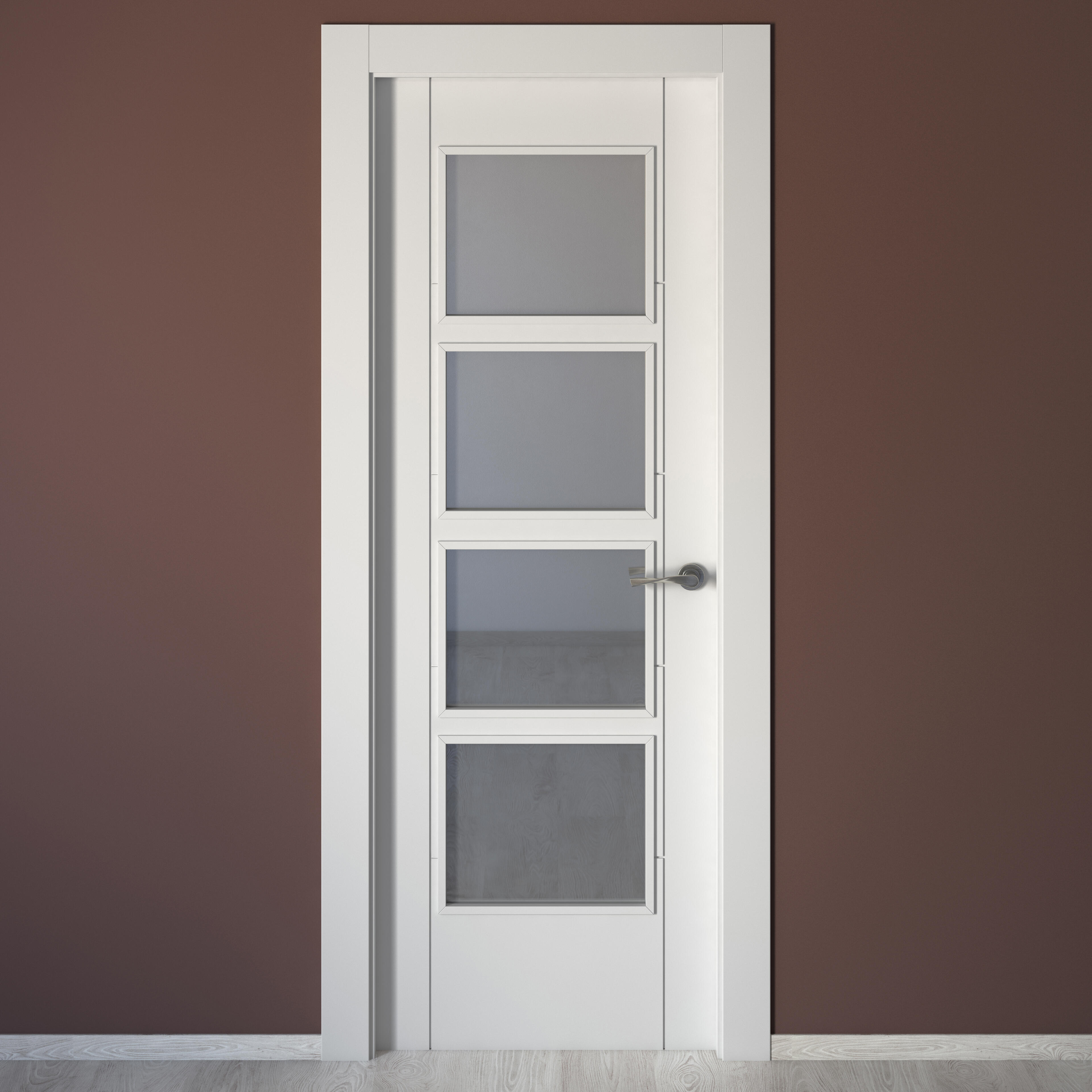 Puerta de interior abatible con cristal maciza lacada Line Noruega blanco apertura izquierda cerco de 7x3 anchura 72.5cm - 6