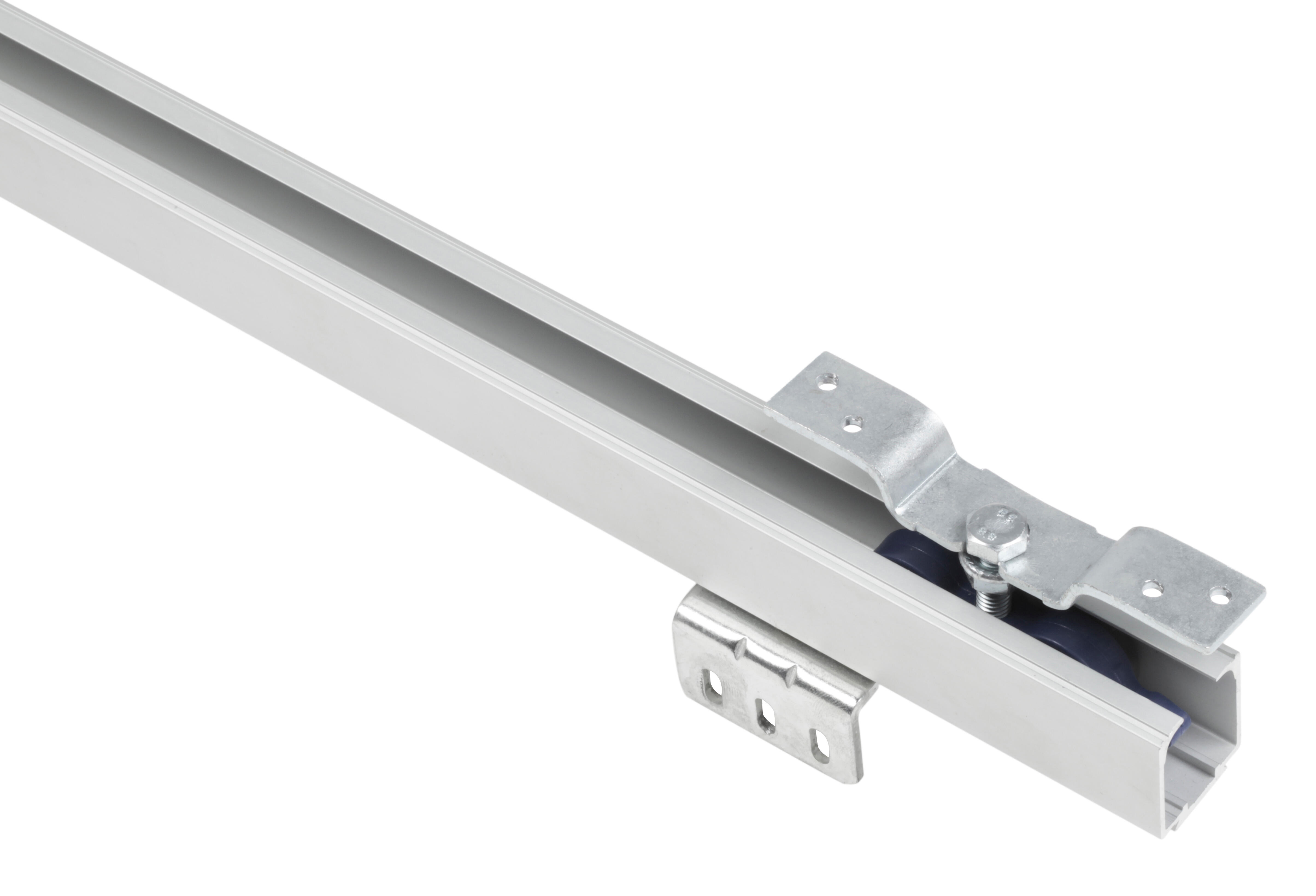 Guía puerta corredera aluminio gris recortable fijación pared 200cm - 5