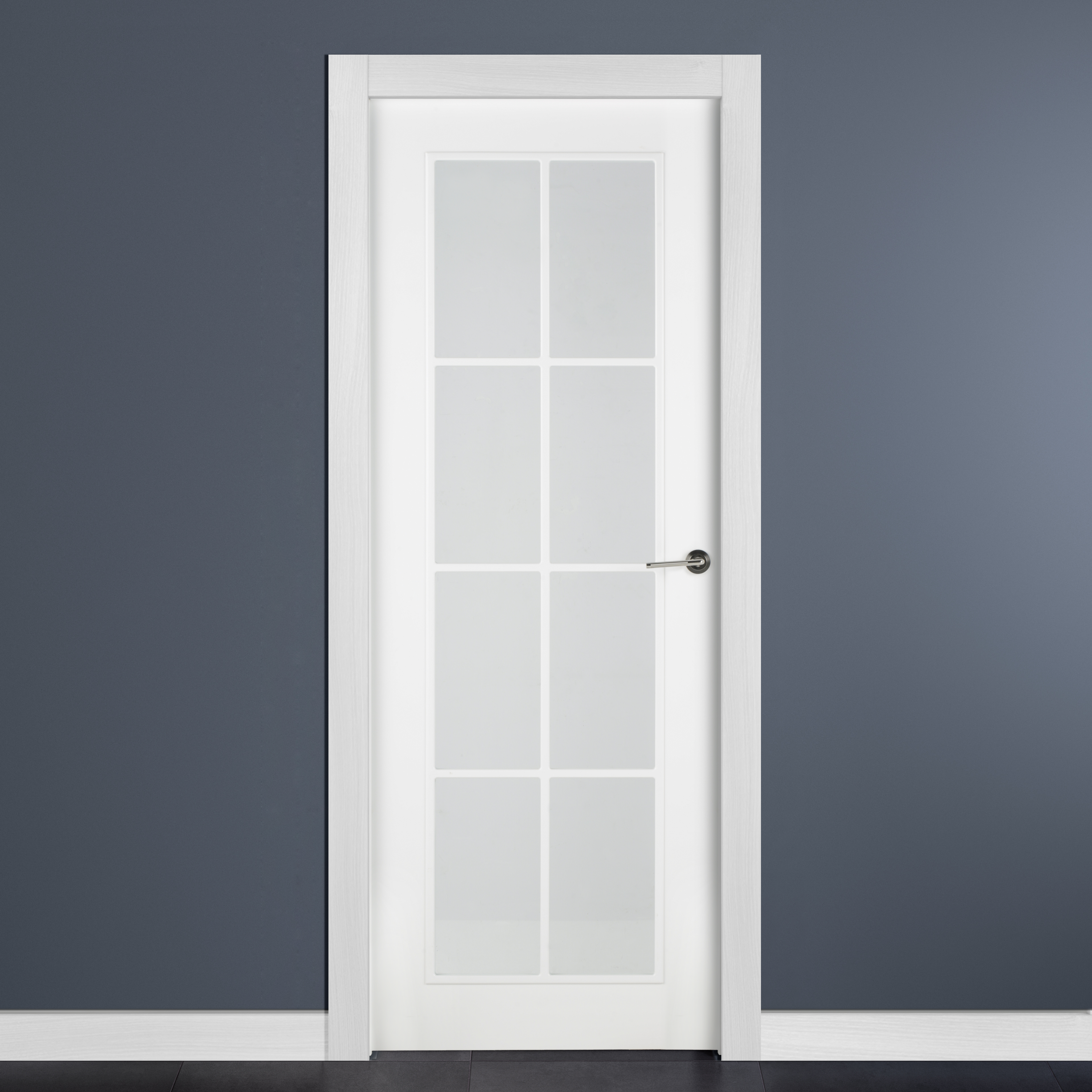 Puerta de interior abatible con cristal maciza lacada Line Plus Marsella blanco apertura izquierda cerco de 7x3 anchura 82.5cm - 8