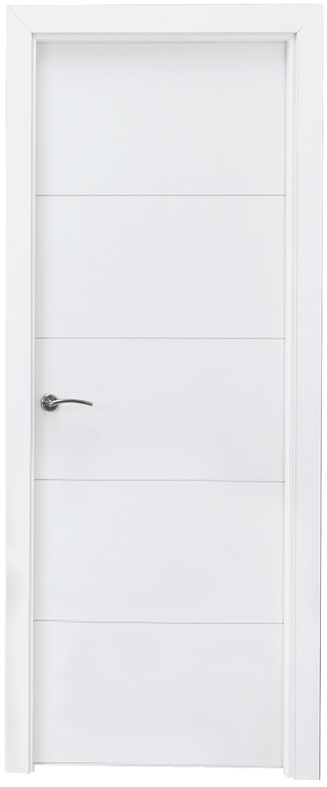 Puerta de interior abatible ciega maciza lacada Line Lucerna blanco apertura derecha cerco de 7x3 anchura 72.5cm