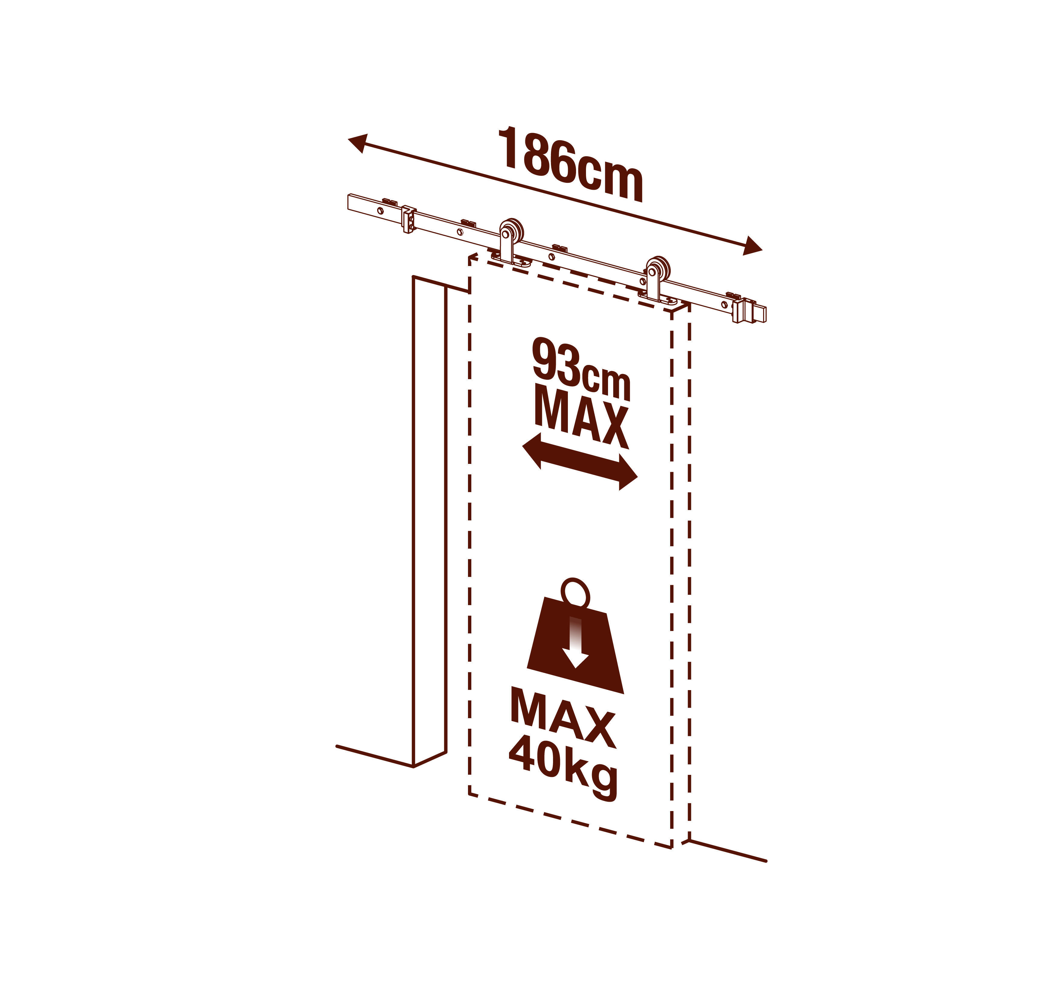 Guía puerta corredera aluminio negro Industrial recortable pared 180cm Artens - 34