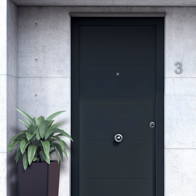 puerta de entrada para exterior color gris