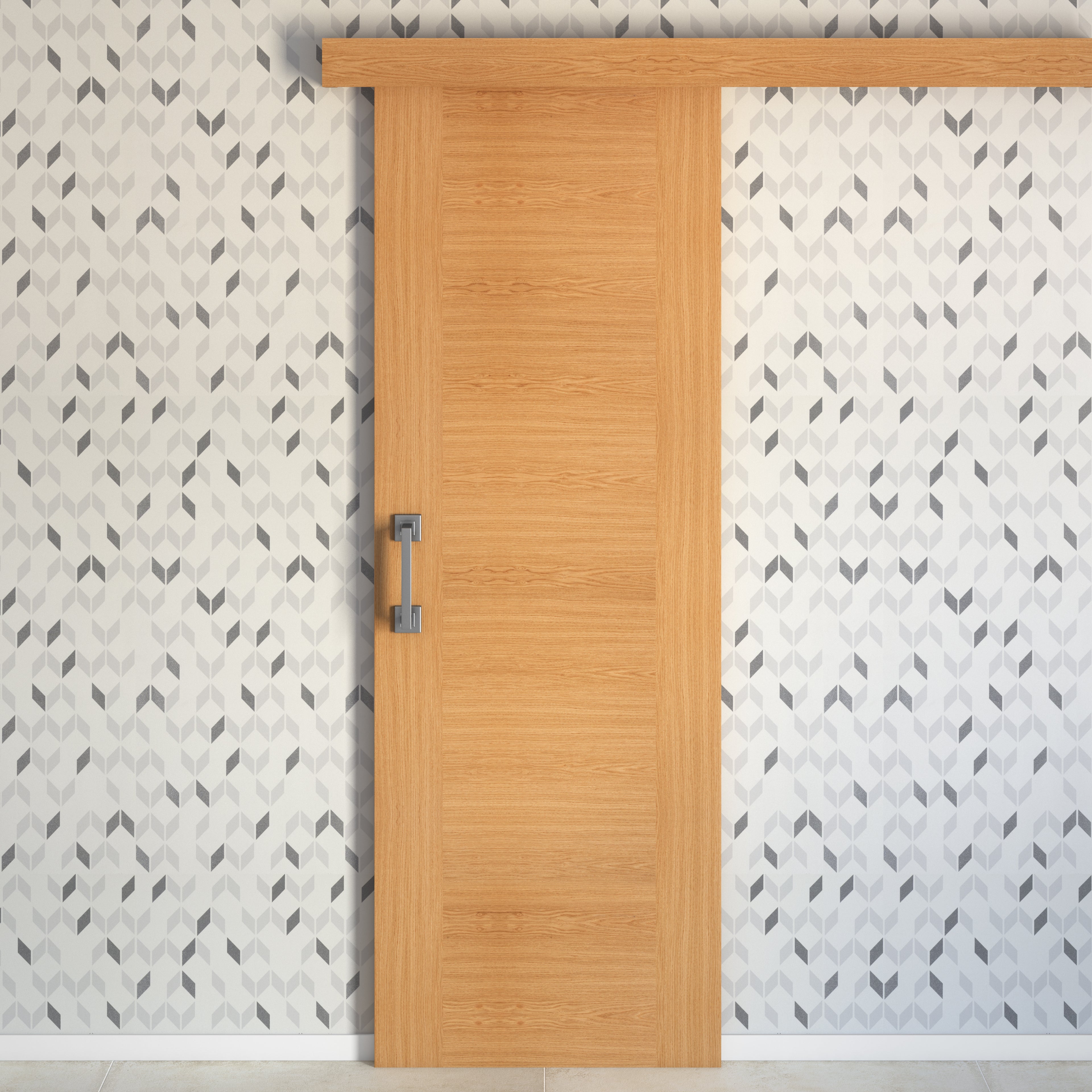Puerta de interior corredera ciega maciza barnizada Line Plus Niza roblle anchura 72,5cm - 6