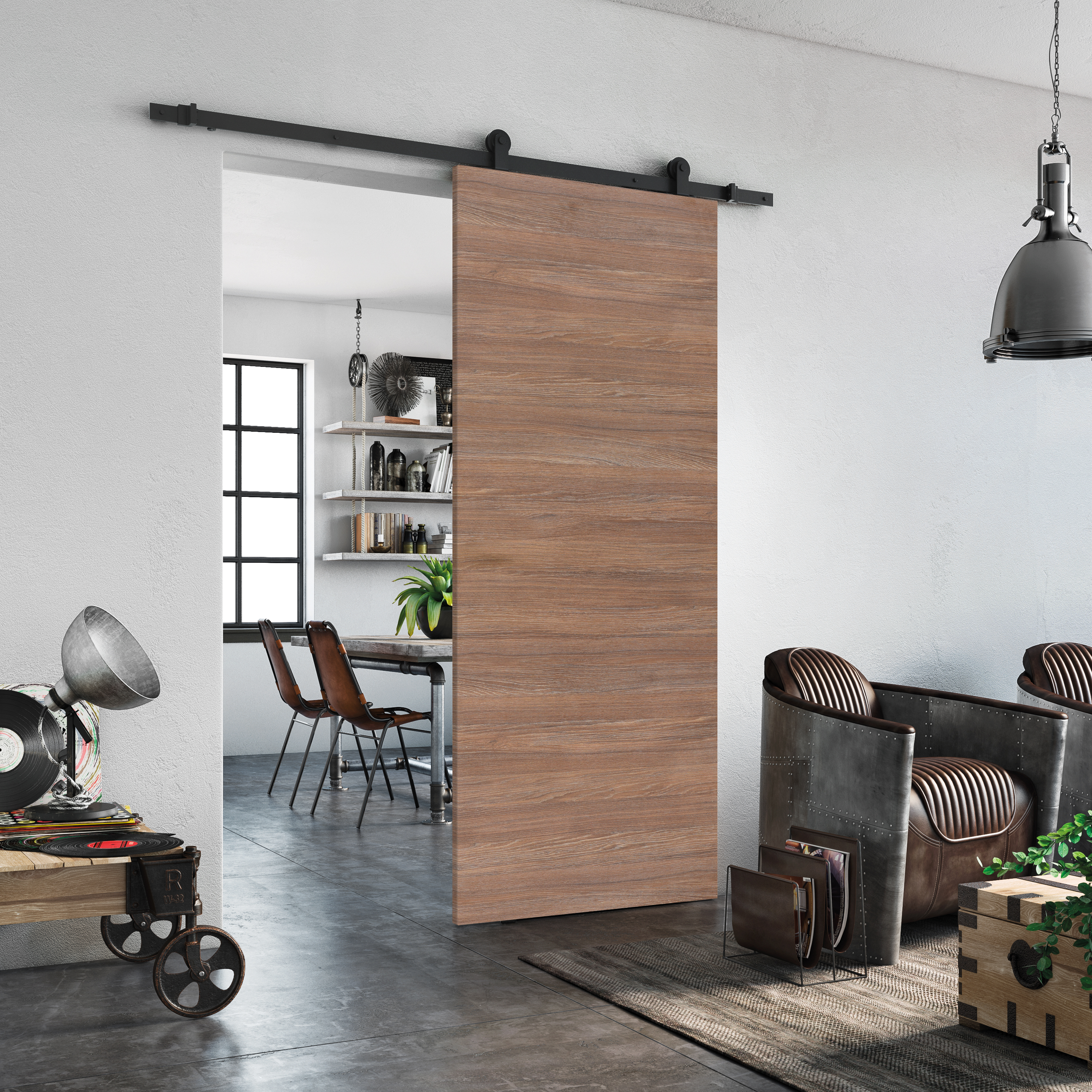 Guía puerta corredera aluminio negro Industrial recortable pared 180cm Artens - 20