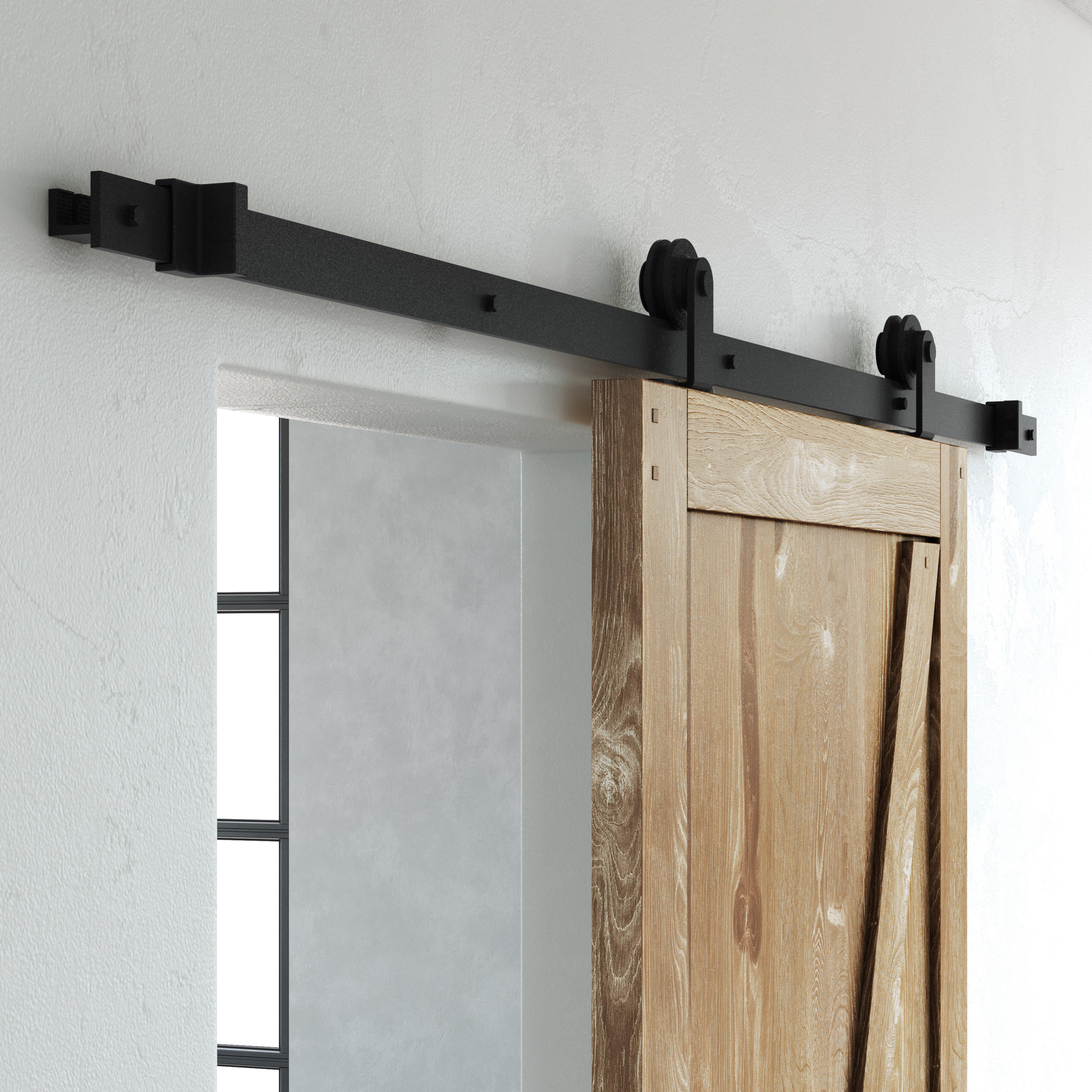 Guía puerta corredera aluminio negro Industrial recortable pared 180cm Artens - 31