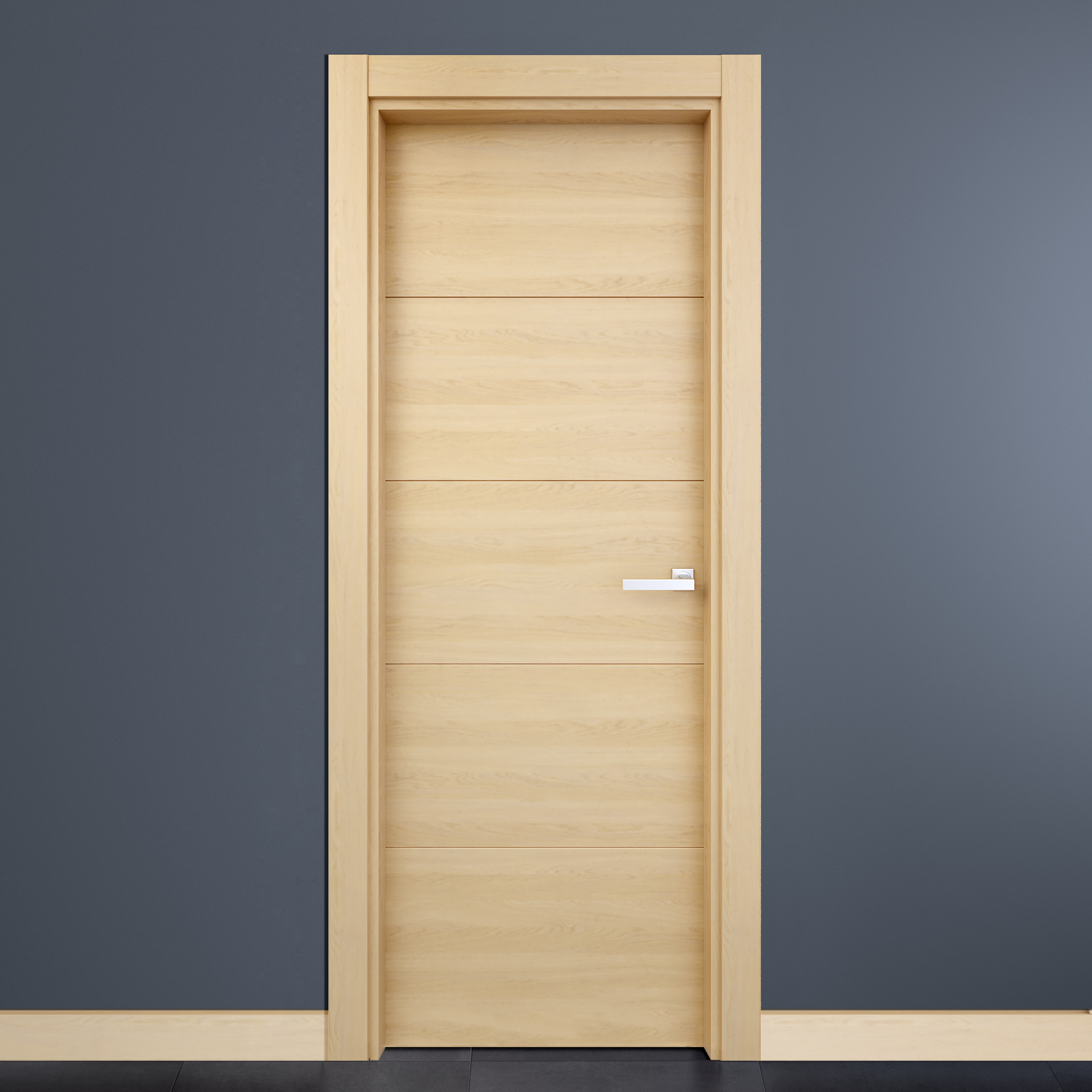 Puerta de interior abatible ciega maciza acabado laminado Line Berna Roble miel apertura izquierda cerco de 7x3 anchura 62.5 cm - 2