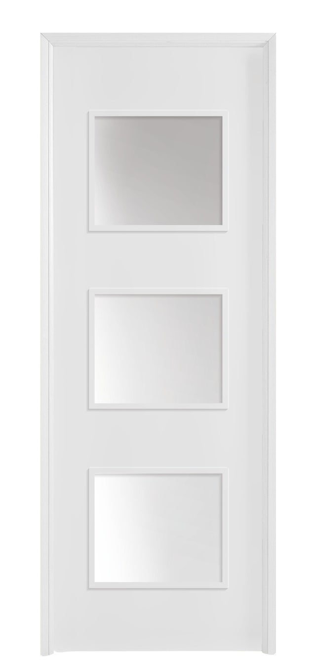 Puerta de interior abatible con cristal maciza lacada Line Plus Bari blanco apertura izquierda cerco de 7x3 anchura 72.5cm
