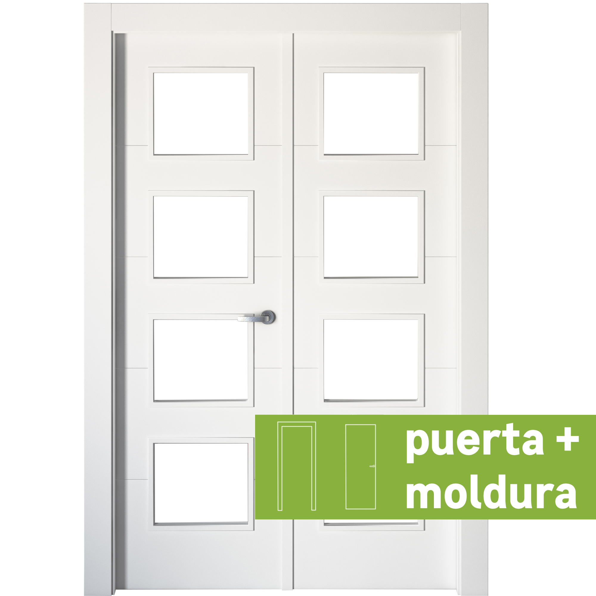 Conjunto de puerta doble con cristal lucerna plus 125cm (62+62) izda + tapetas