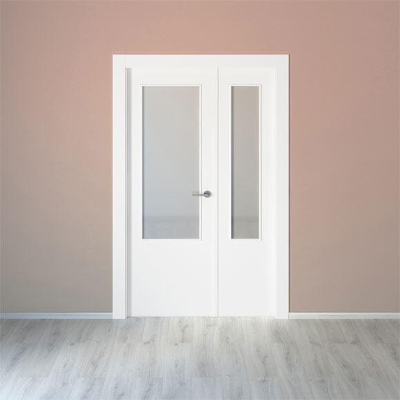 Puerta de interior abatible con fijo cristal maciza lacada Line Bari blanco apertura izquierda cerco de 7x3 anchura 115cm - 6