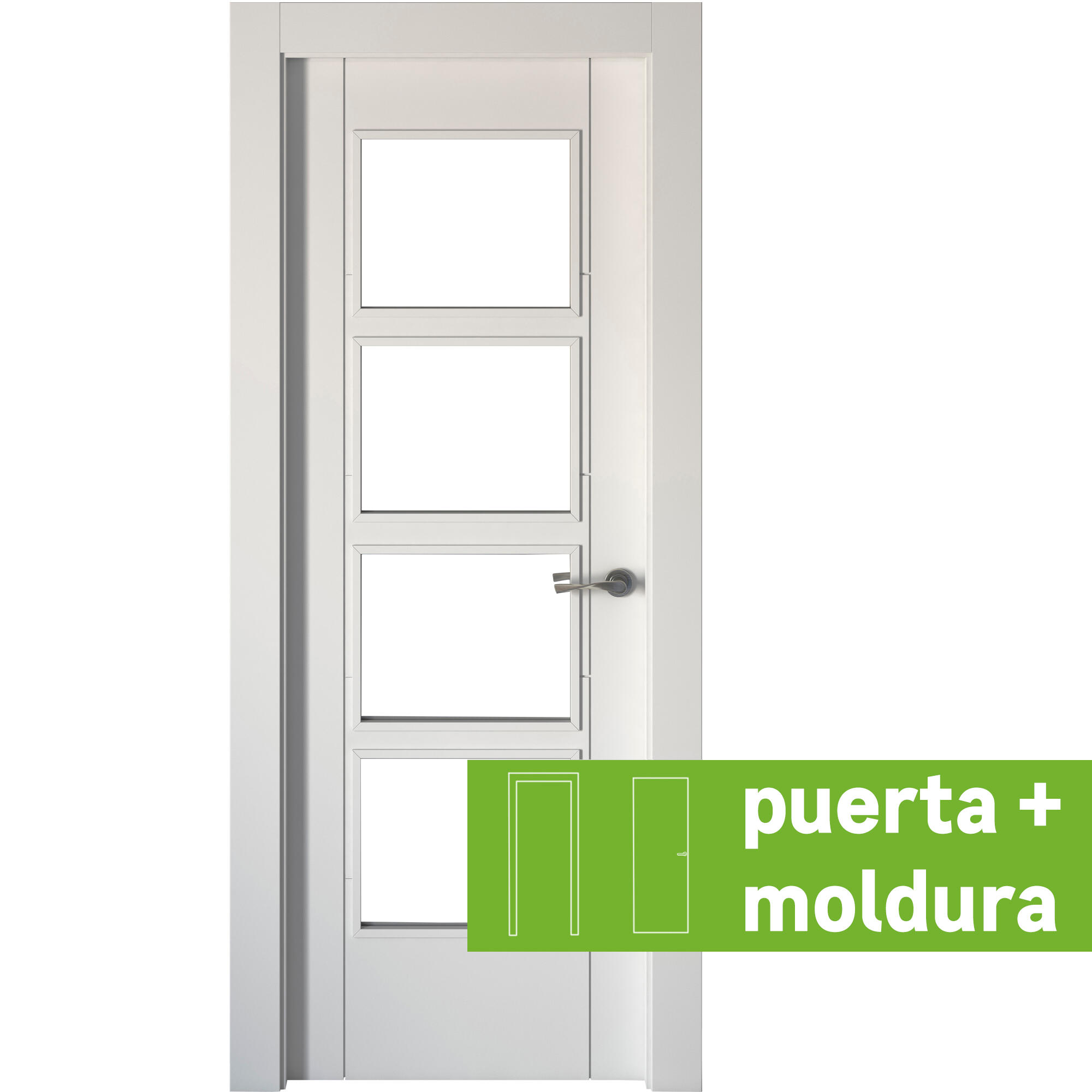 Conjunto de puerta con cristal noruega blanco 4v 72,5 cm izquierda + tapetas