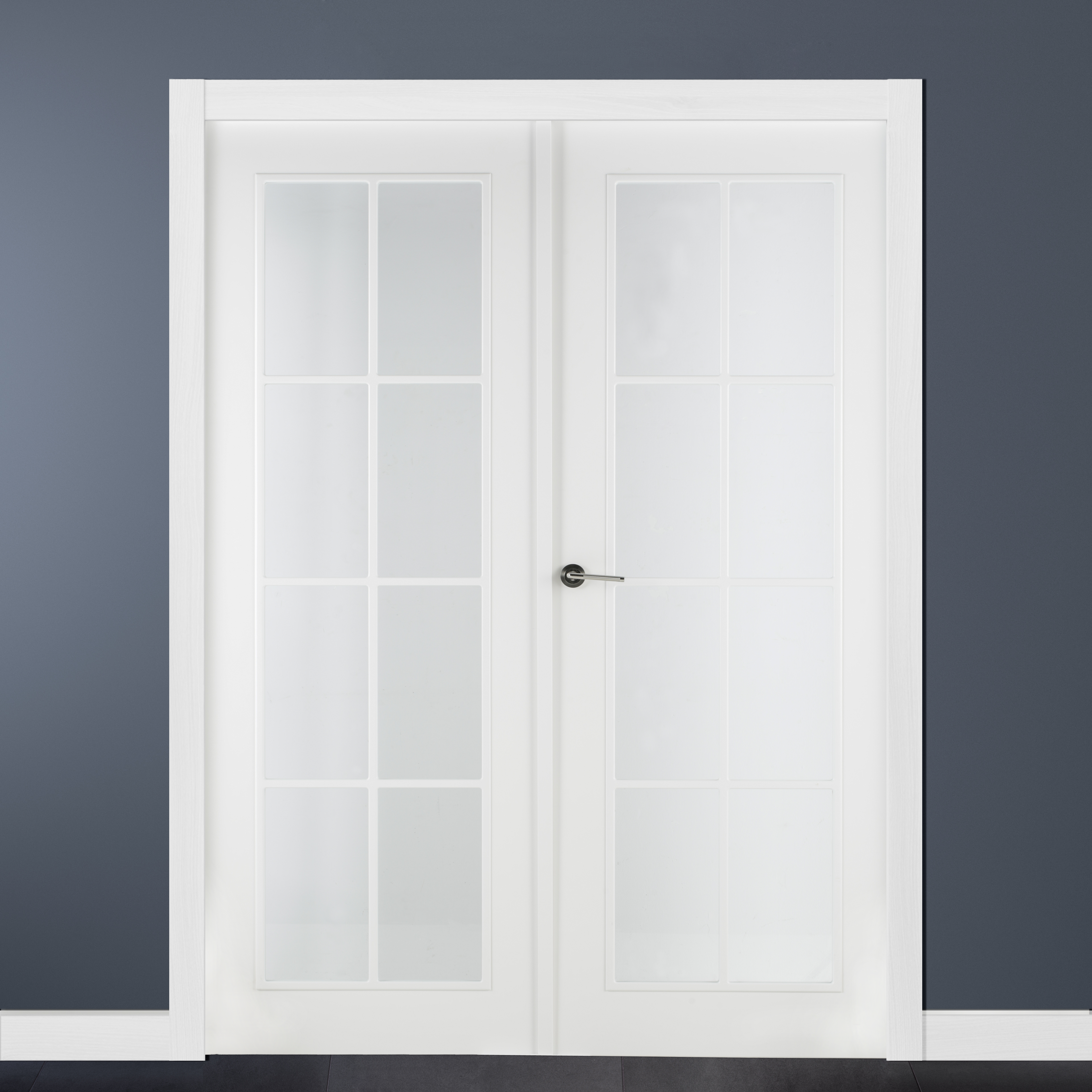 Puerta de interior abatible doble vidriera con cristal incluido maciza acabado lacado Line Plus Marsella Blanco apertura derecha cerco de 6x2 anchura 125 cm - 2