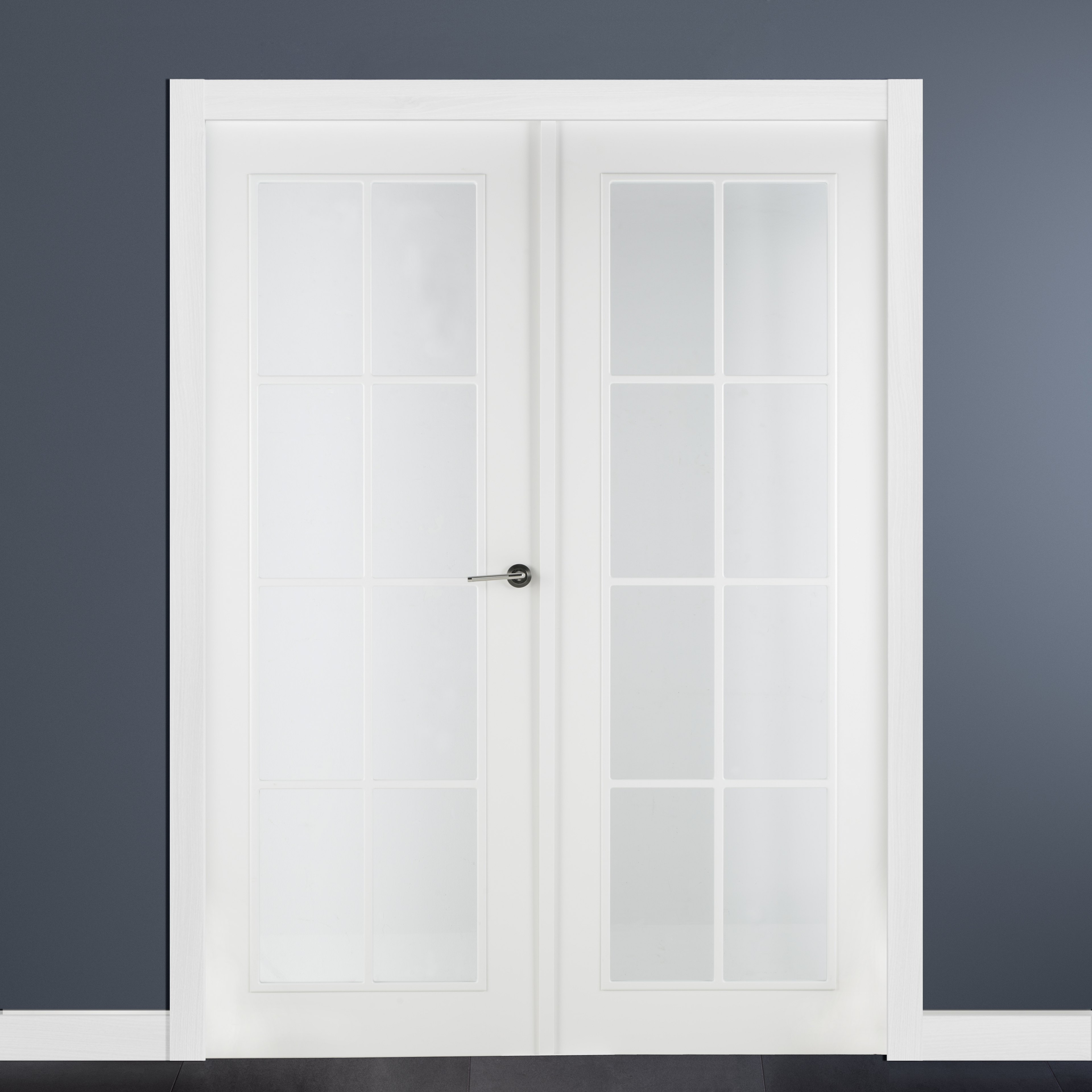 Puerta de interior abatible doble con cristal maciza lacada Line Plus Marsella blanco apertura izquierda cerco de 7x2 anchura 125cm - 5